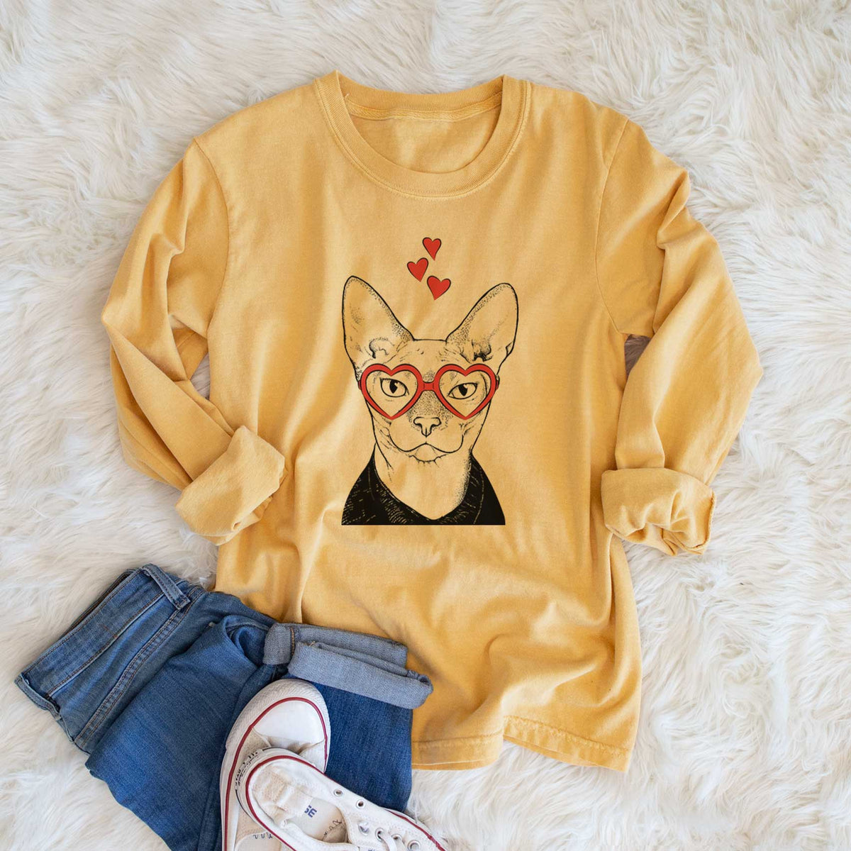 Valentine Oliver Watson the Sphynx Cat - Heavyweight 100% Cotton Long Sleeve
