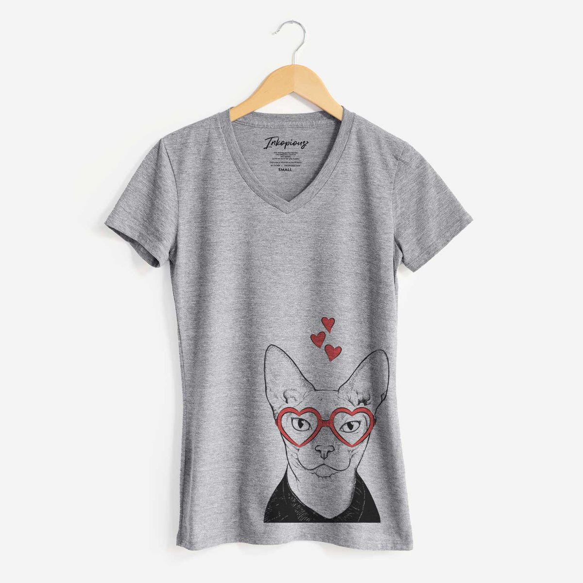 Valentine Oliver Watson the Sphynx Cat - Women's V-neck Shirt