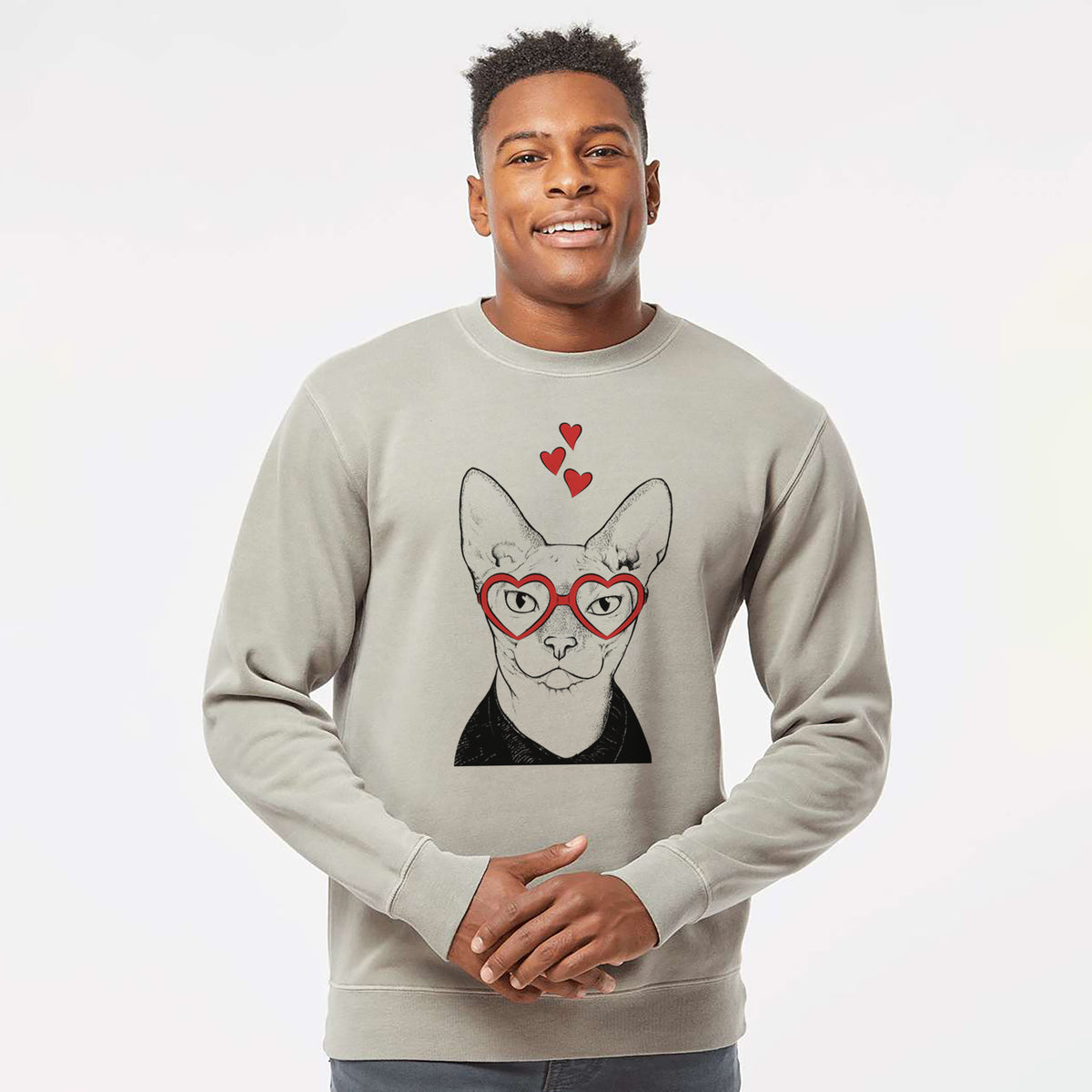 Valentine Oliver Watson the Sphynx Cat - Unisex Pigment Dyed Crew Sweatshirt