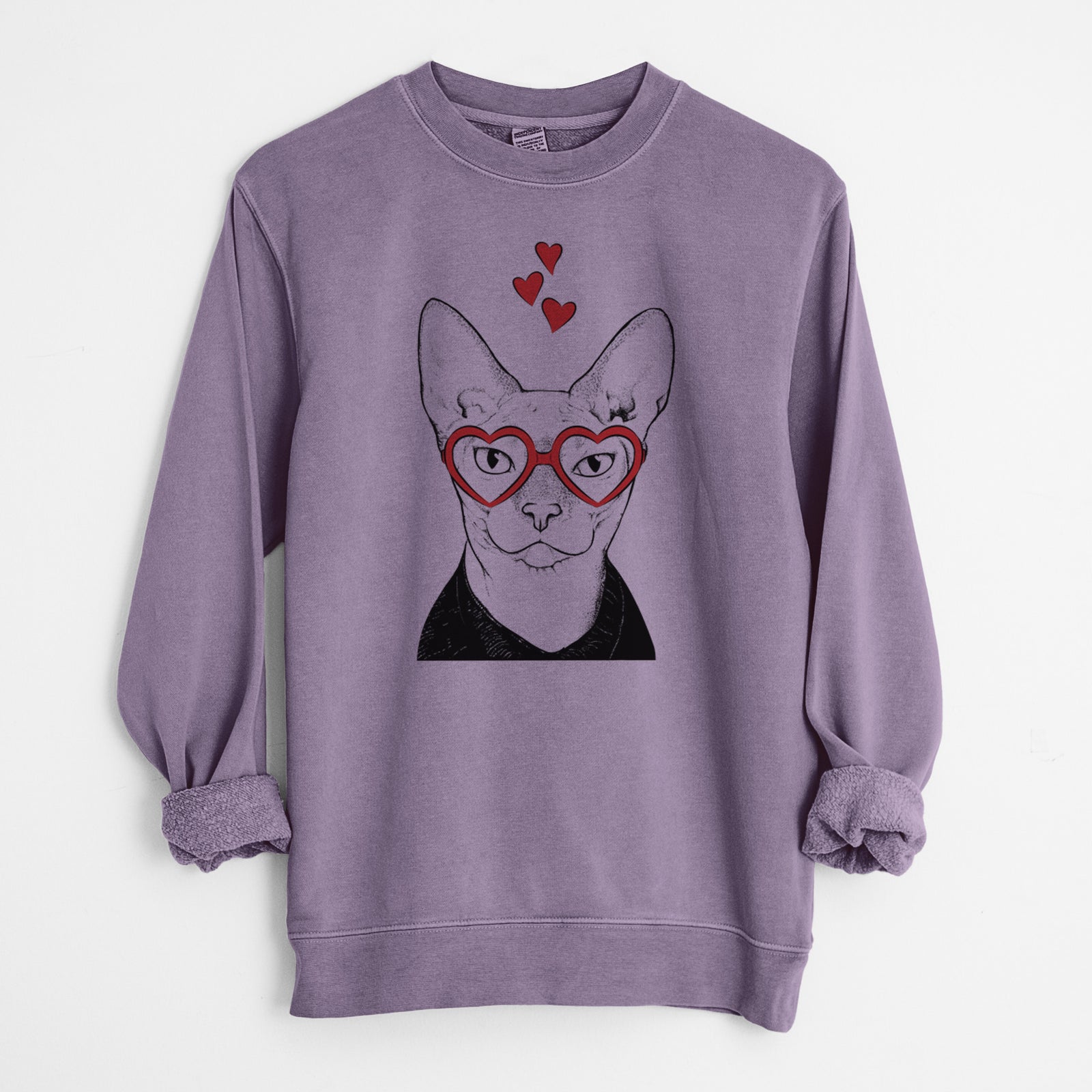 Valentine Oliver Watson the Sphynx Cat - Unisex Pigment Dyed Crew Sweatshirt