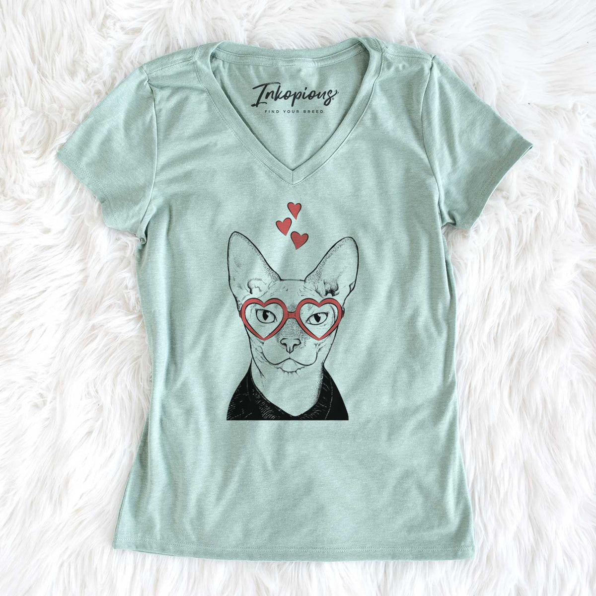 Valentine Oliver Watson the Sphynx Cat - Women's V-neck Shirt