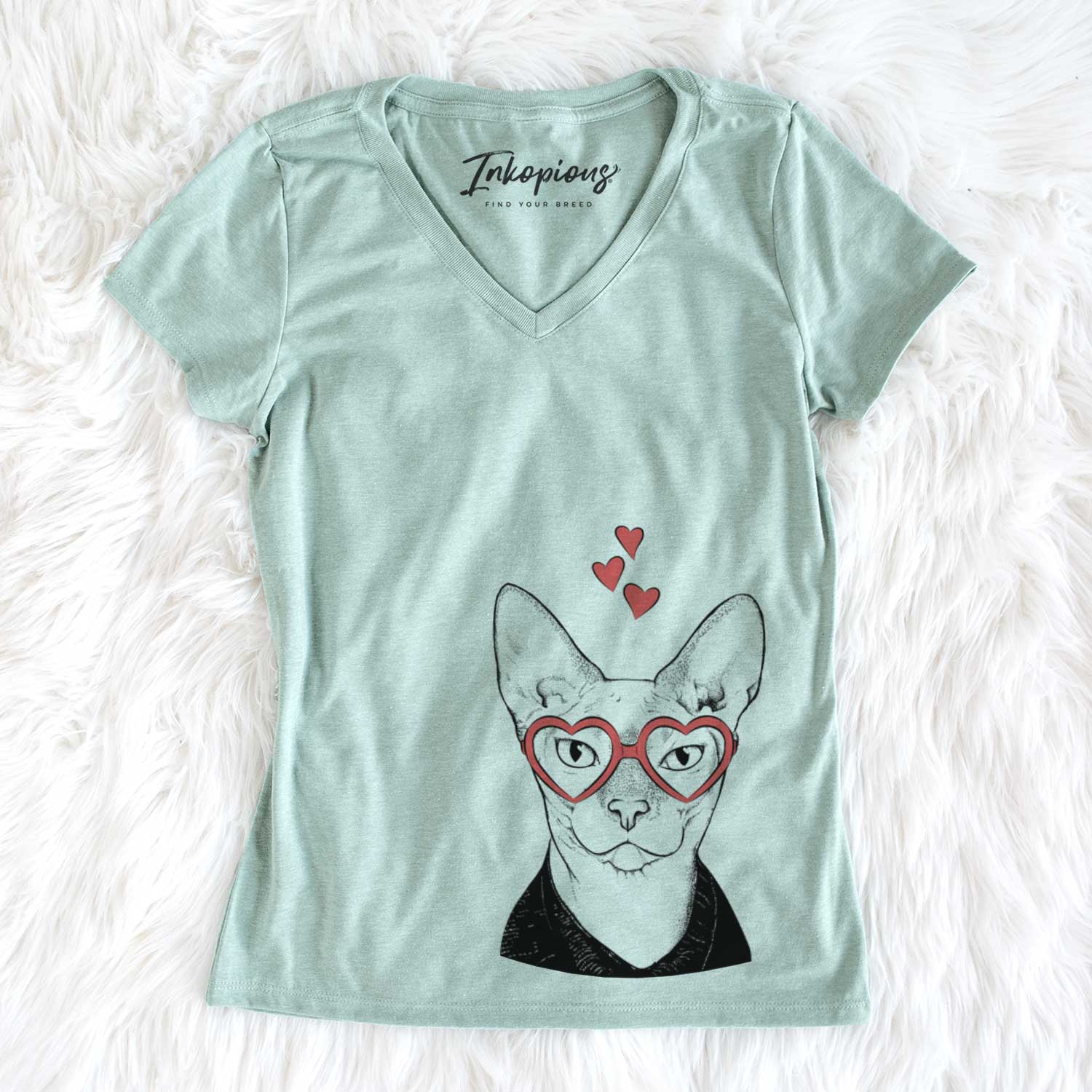 Valentine Oliver Watson the Sphynx Cat - Women's V-neck Shirt