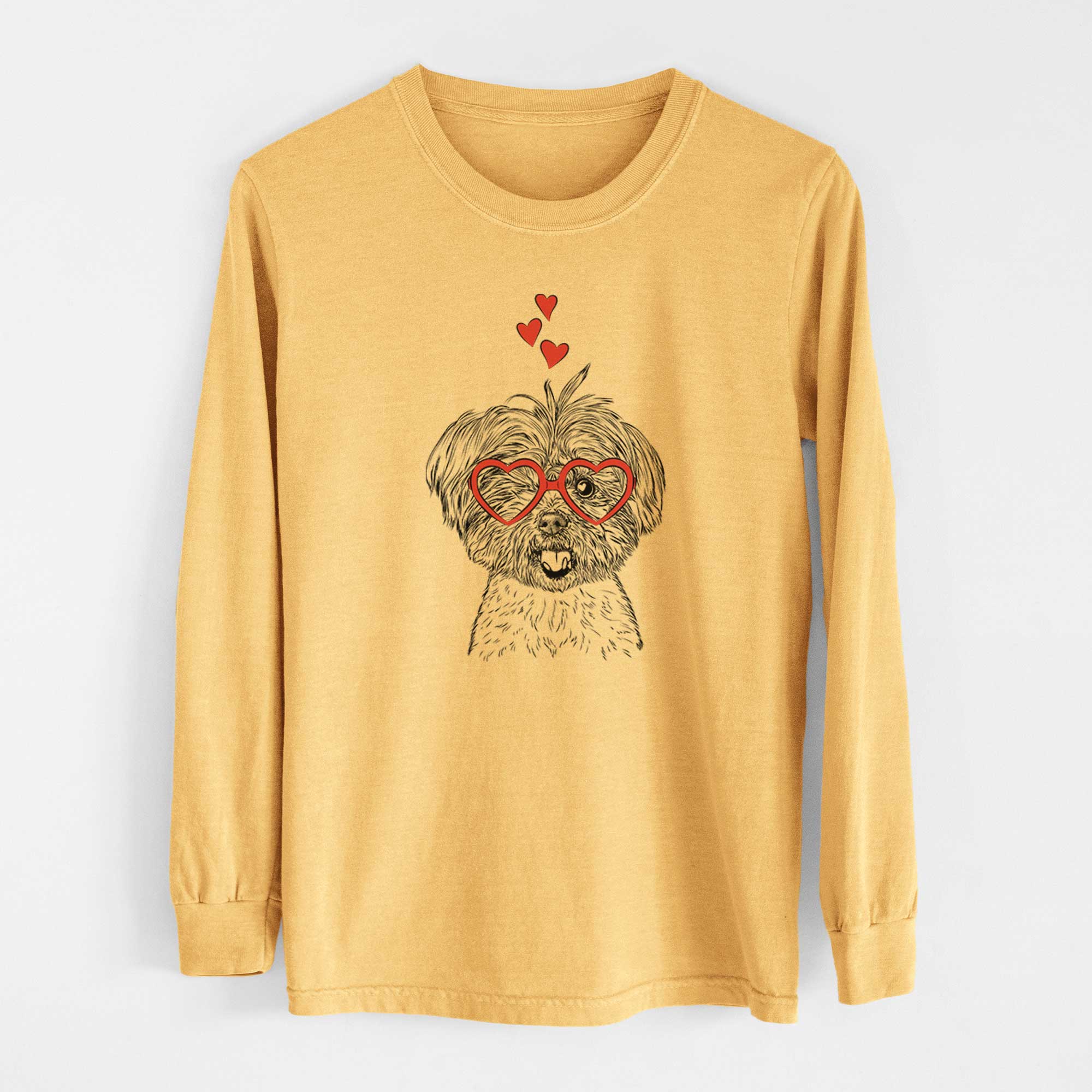 Valentine Oliver the Yorkie Mix - Heavyweight 100% Cotton Long Sleeve