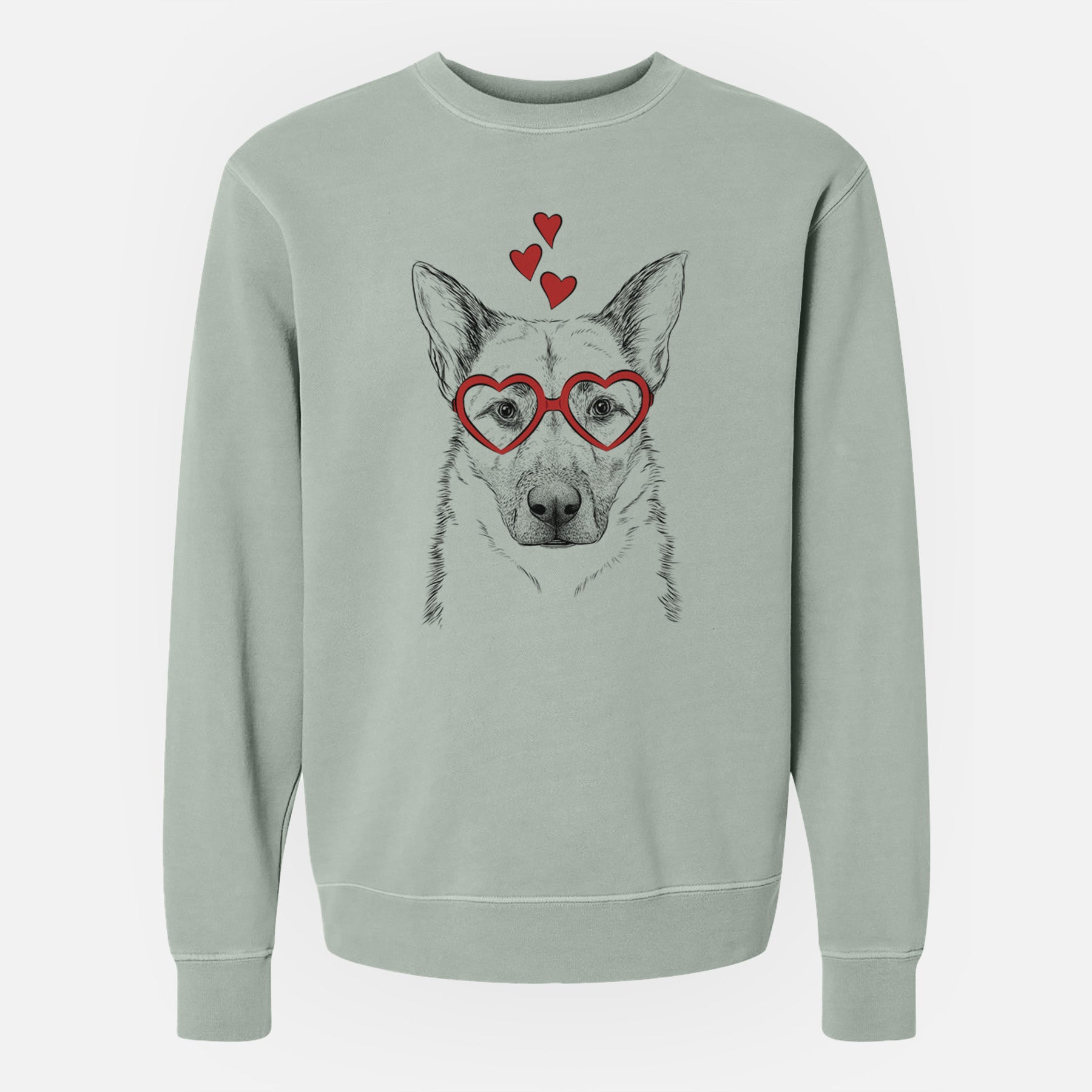 Valentine Oliverno the German Shepherd - Unisex Pigment Dyed Crew Sweatshirt