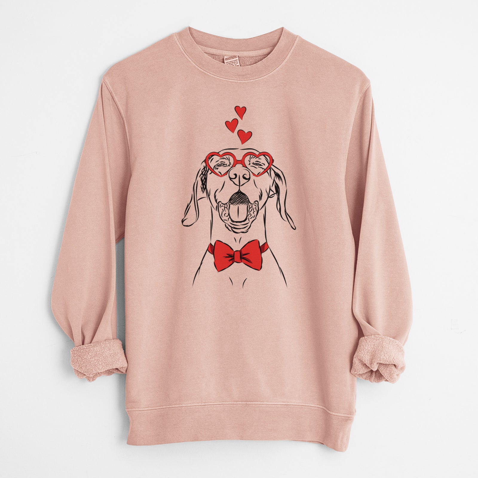 Valentine Ollie the Vizsla - Unisex Pigment Dyed Crew Sweatshirt