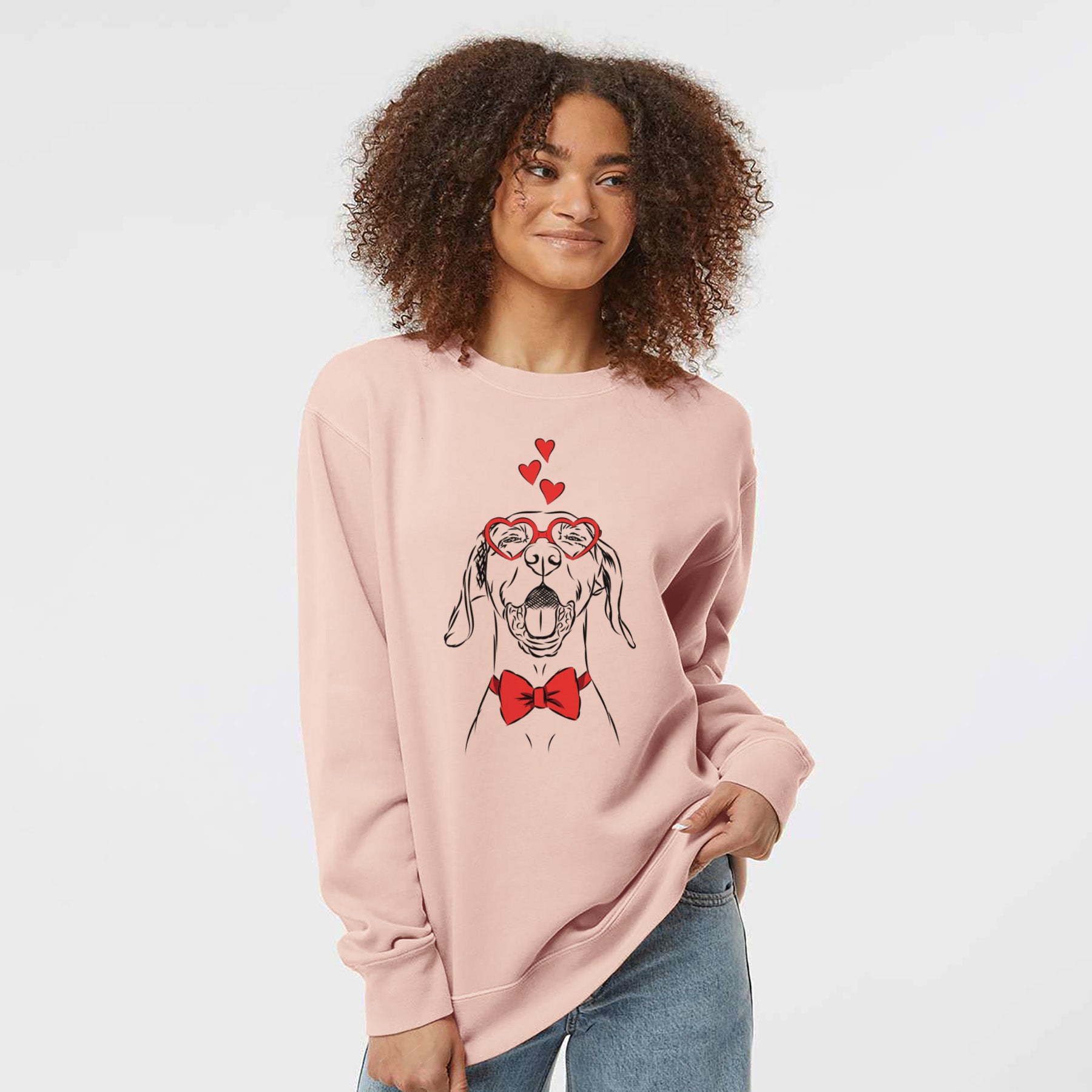 Valentine Ollie the Vizsla - Unisex Pigment Dyed Crew Sweatshirt