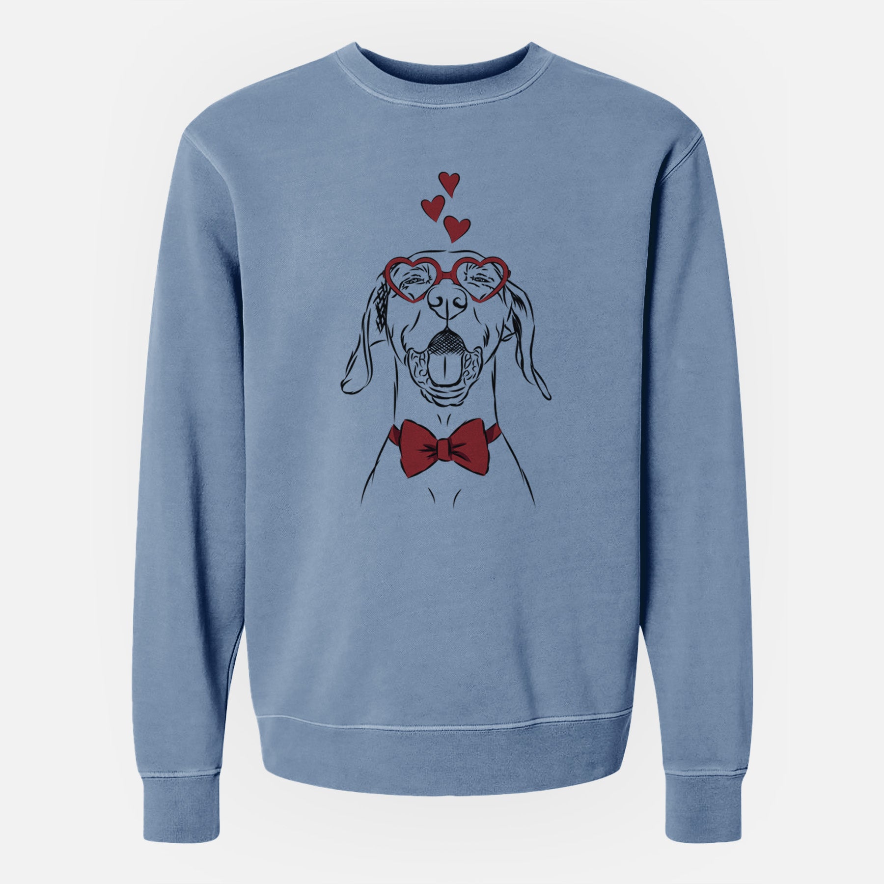 Valentine Ollie the Vizsla - Unisex Pigment Dyed Crew Sweatshirt