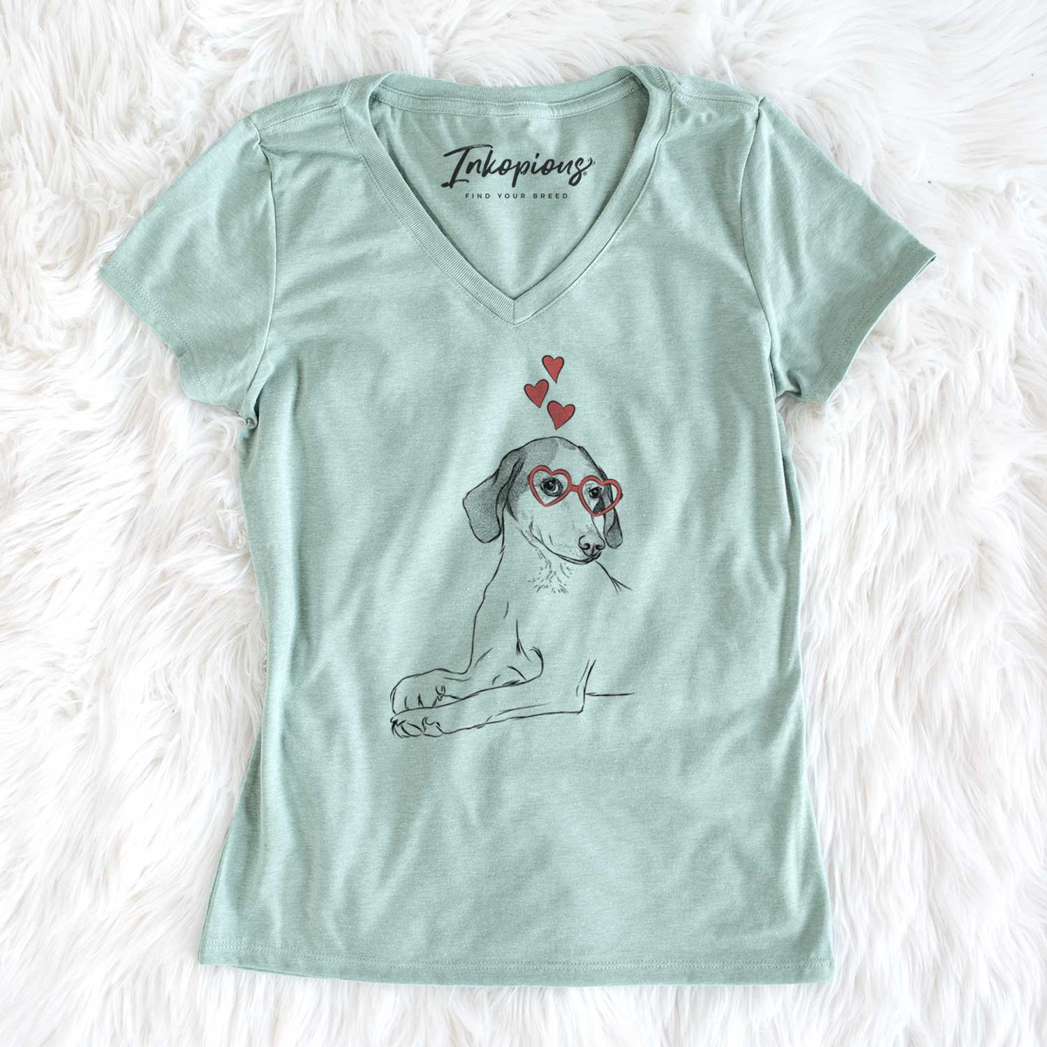 Valentine Opie the Foxhound - Women's V-neck Shirt