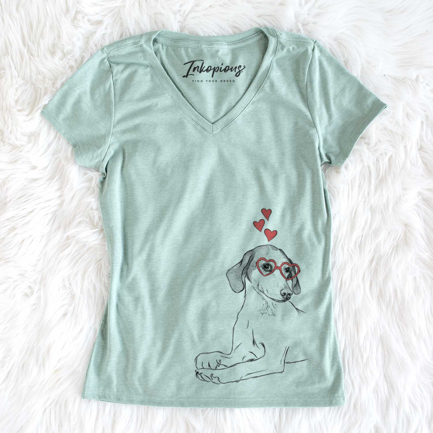 Valentine Opie the Foxhound - Women's V-neck Shirt
