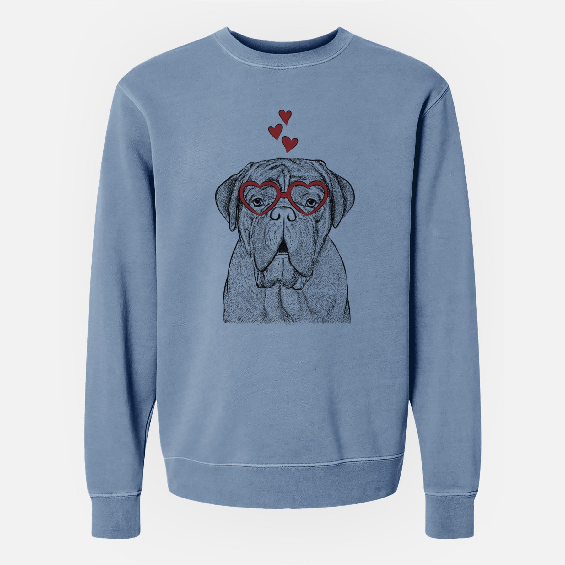 Valentine Optimus the Dogue de Bordeaux - Unisex Pigment Dyed Crew Sweatshirt