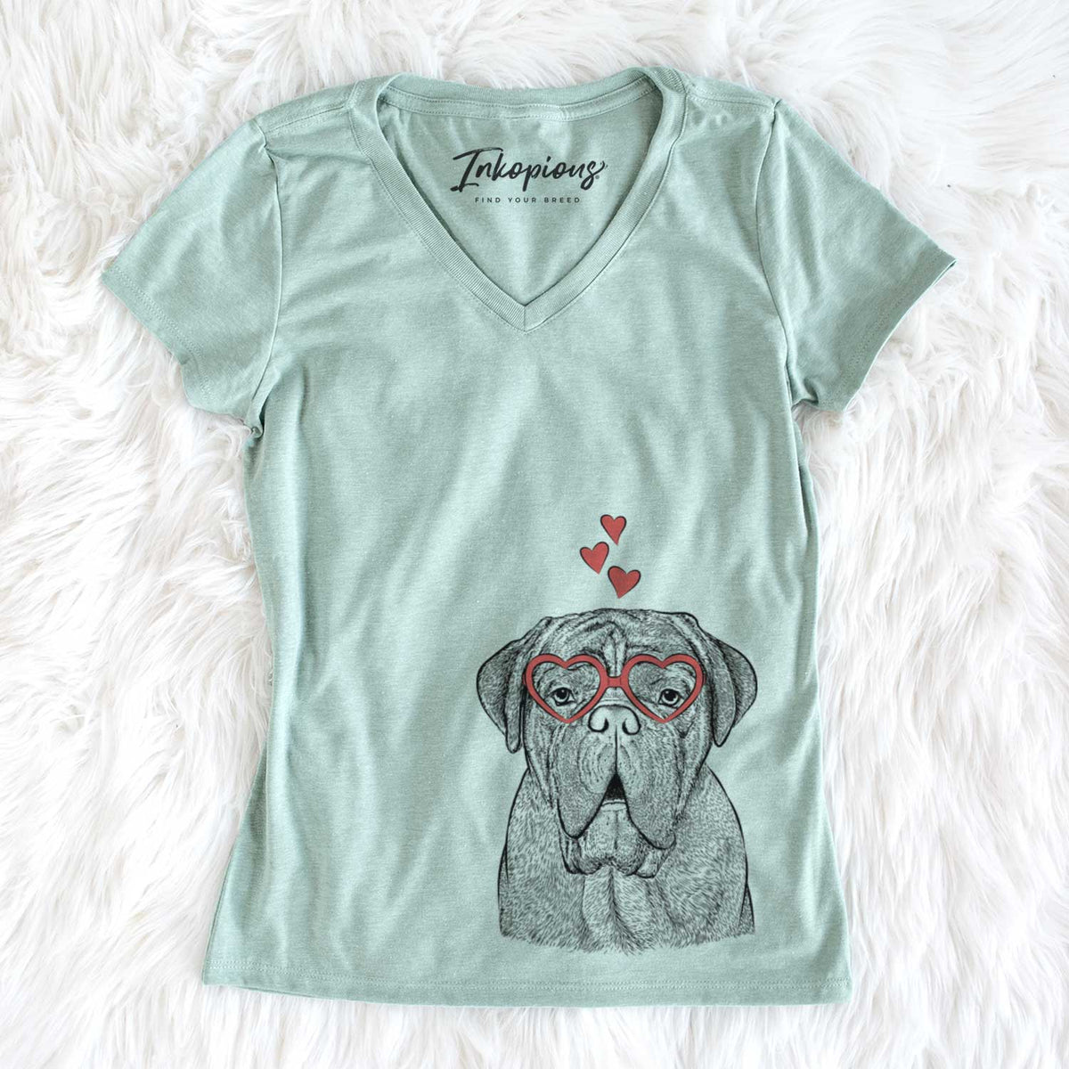 Valentine Optimus the Dogue de Bordeaux - Women&#39;s V-neck Shirt