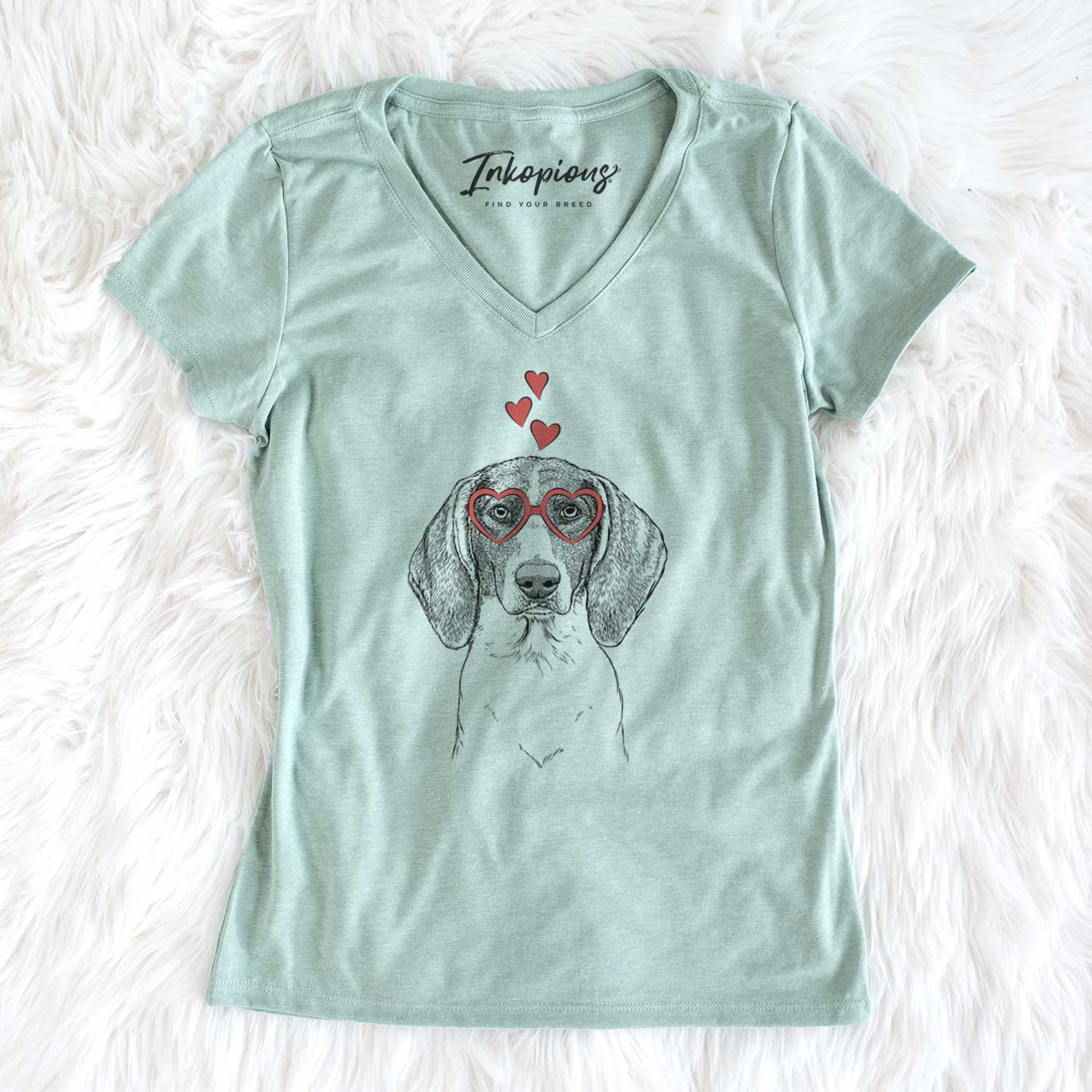 Valentine Orin the Treeing Walker Coonhound - Women's V-neck Shirt