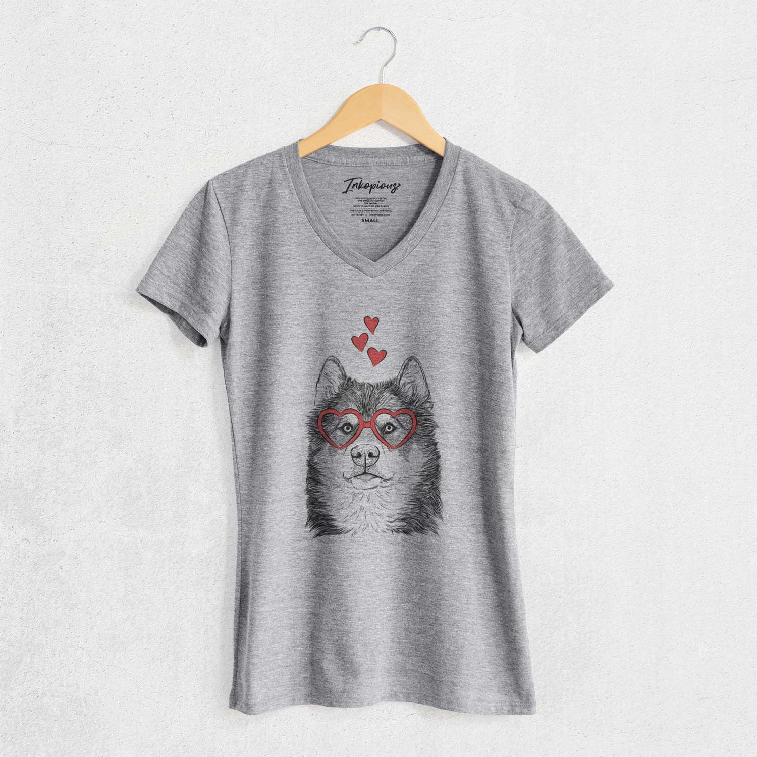 Valentine Oskar the Canadian Eskimo Dog - Women's V-neck Shirt