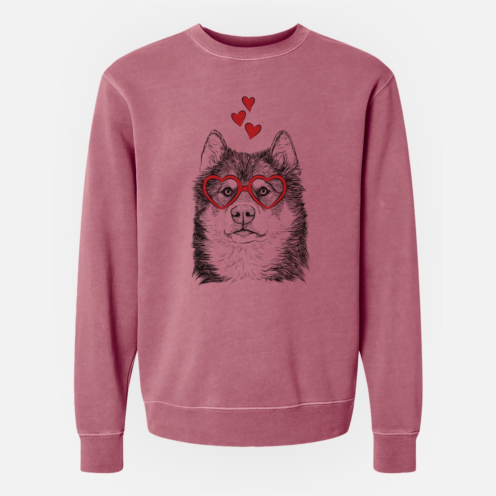 Valentine Oskar the Canadian Eskimo Dog - Unisex Pigment Dyed Crew Sweatshirt