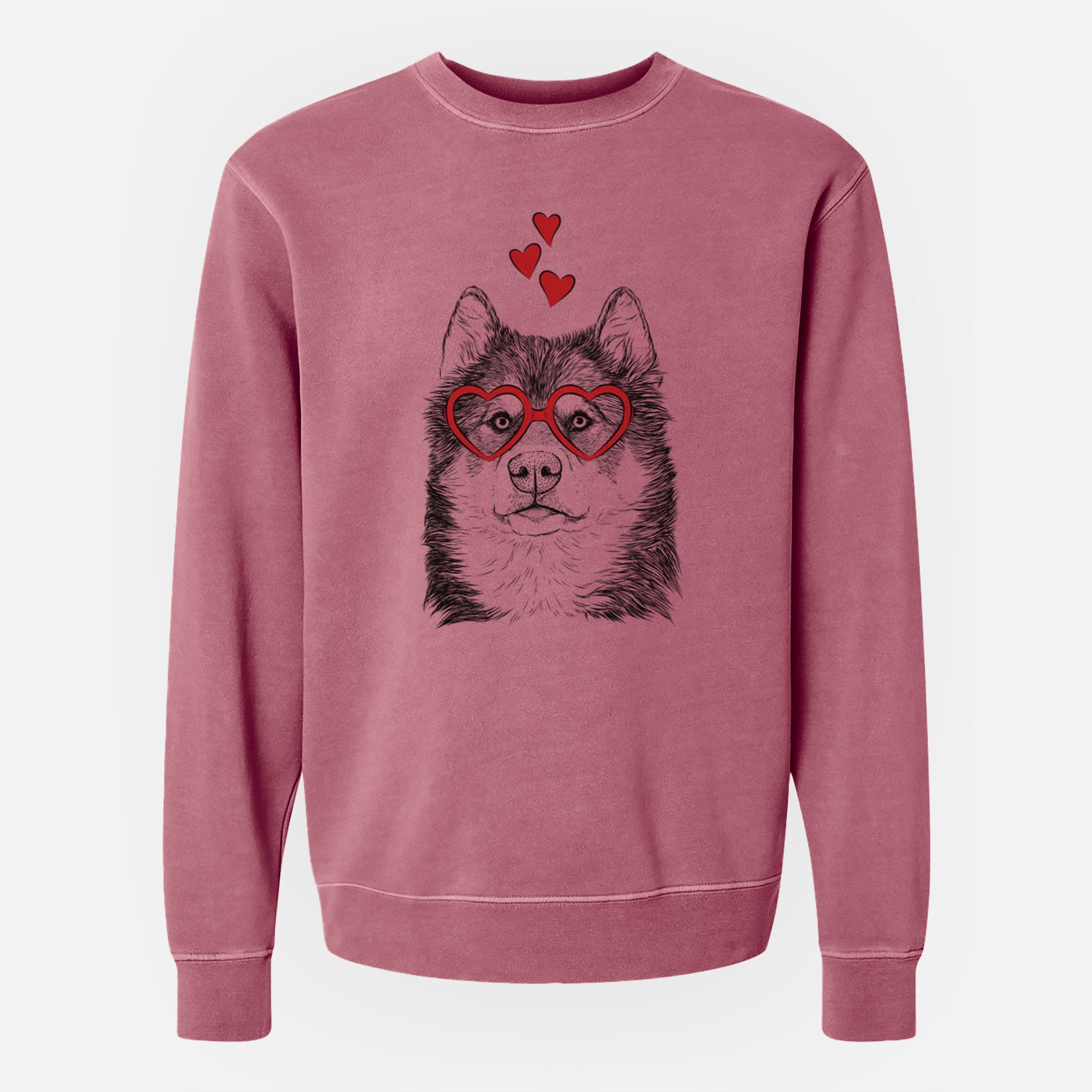 Valentine Oskar the Canadian Eskimo Dog - Unisex Pigment Dyed Crew Sweatshirt