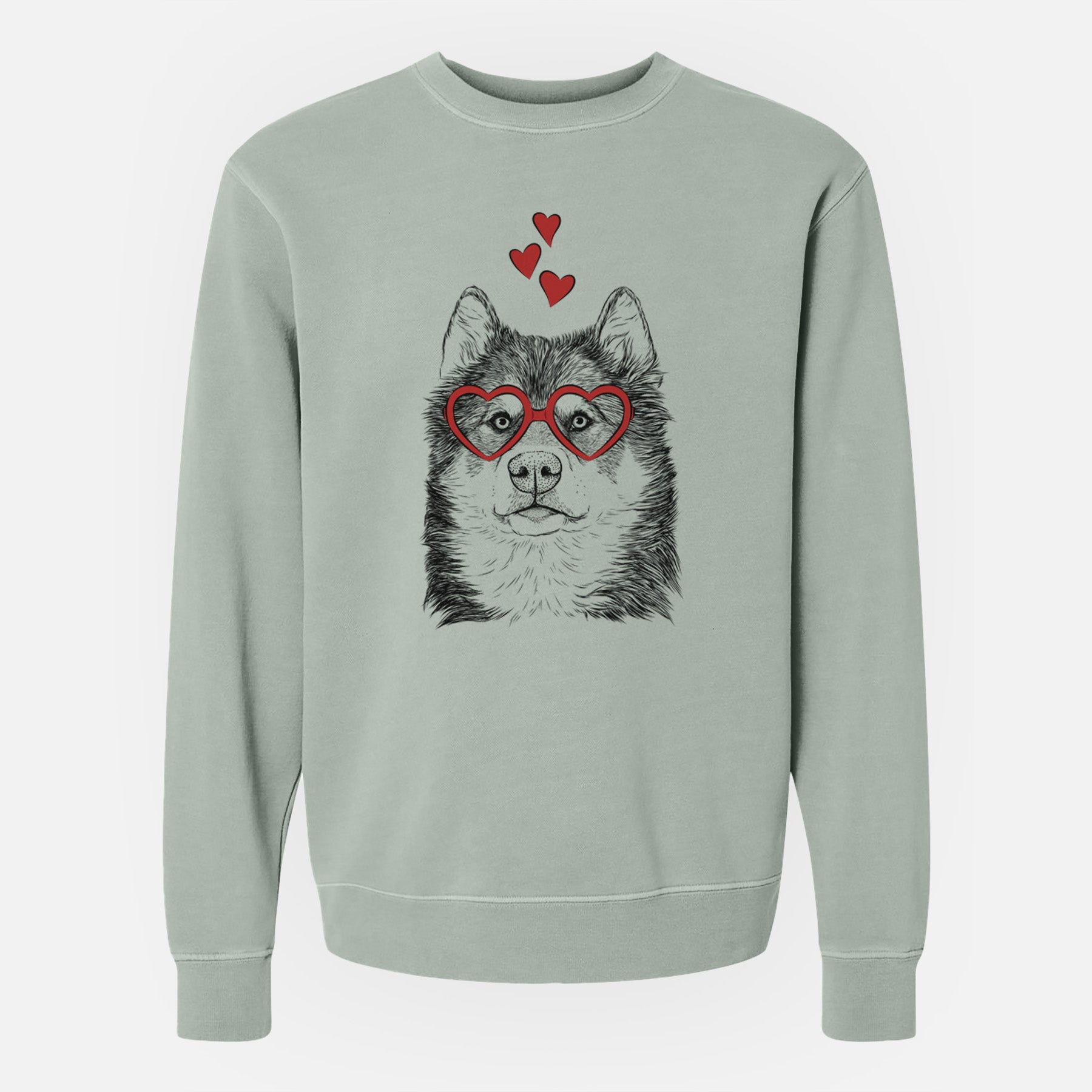 Valentine Oskar the Canadian Eskimo Dog - Unisex Pigment Dyed Crew Sweatshirt