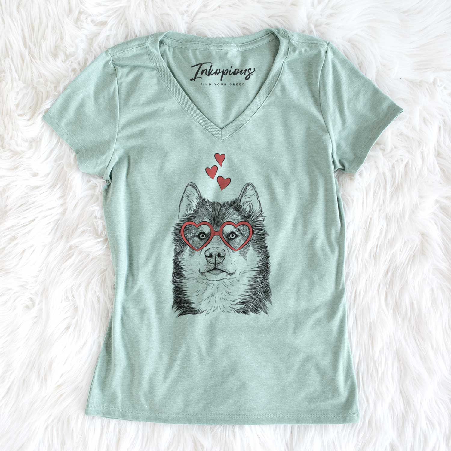 Valentine Oskar the Canadian Eskimo Dog - Women's V-neck Shirt