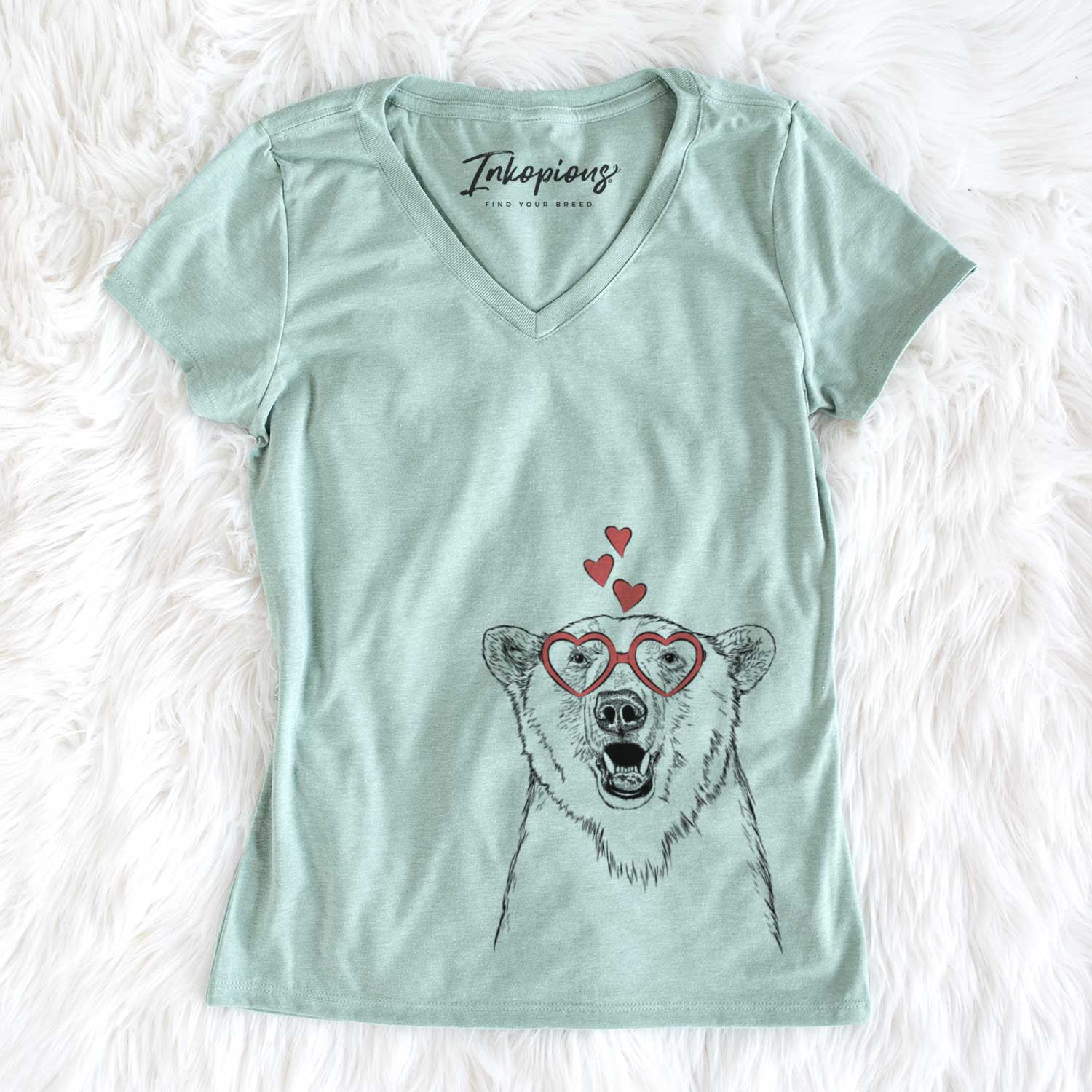 Valentine Oslo the Polar Bear - Women's V-neck Shirt