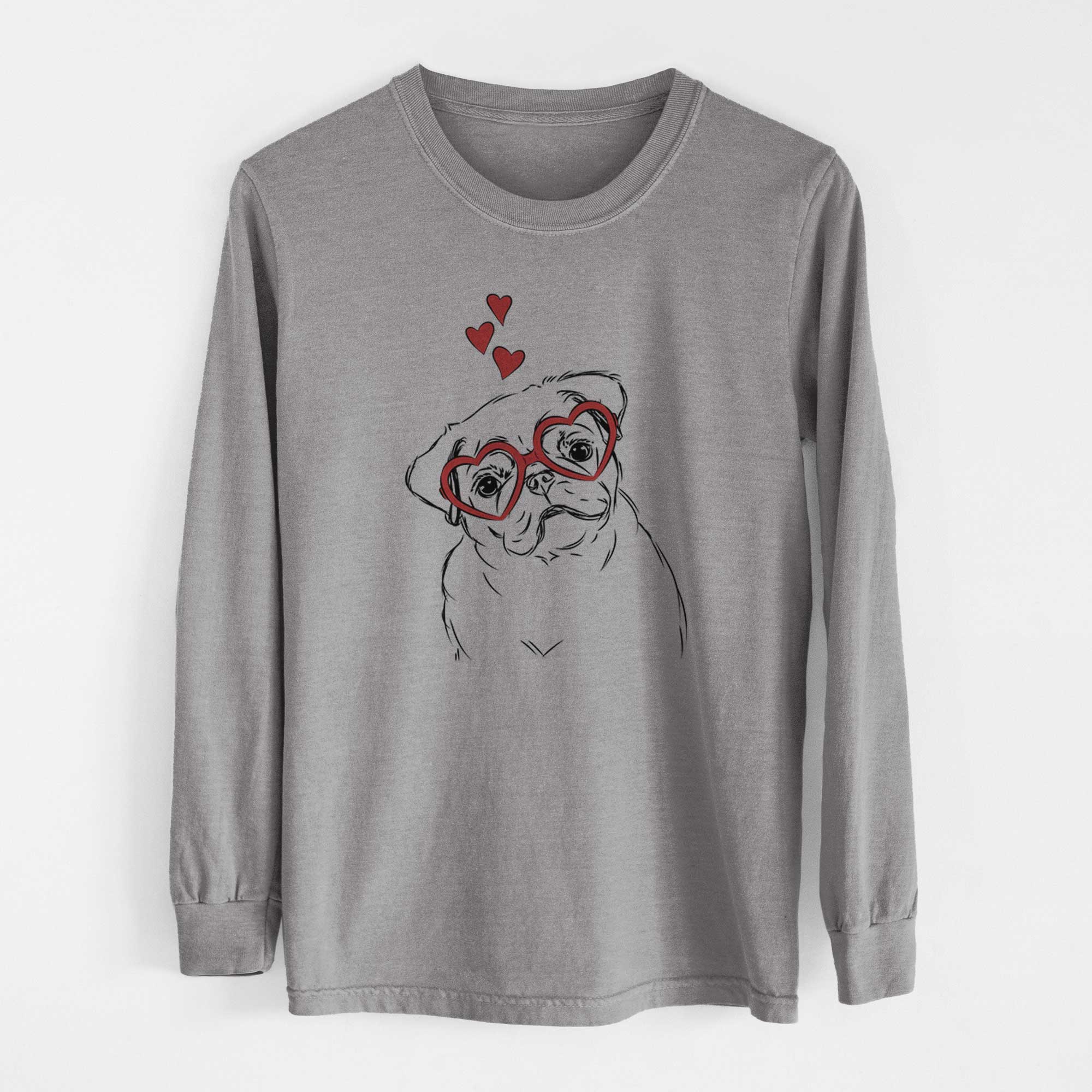 Valentine Otis the Pug - Heavyweight 100% Cotton Long Sleeve