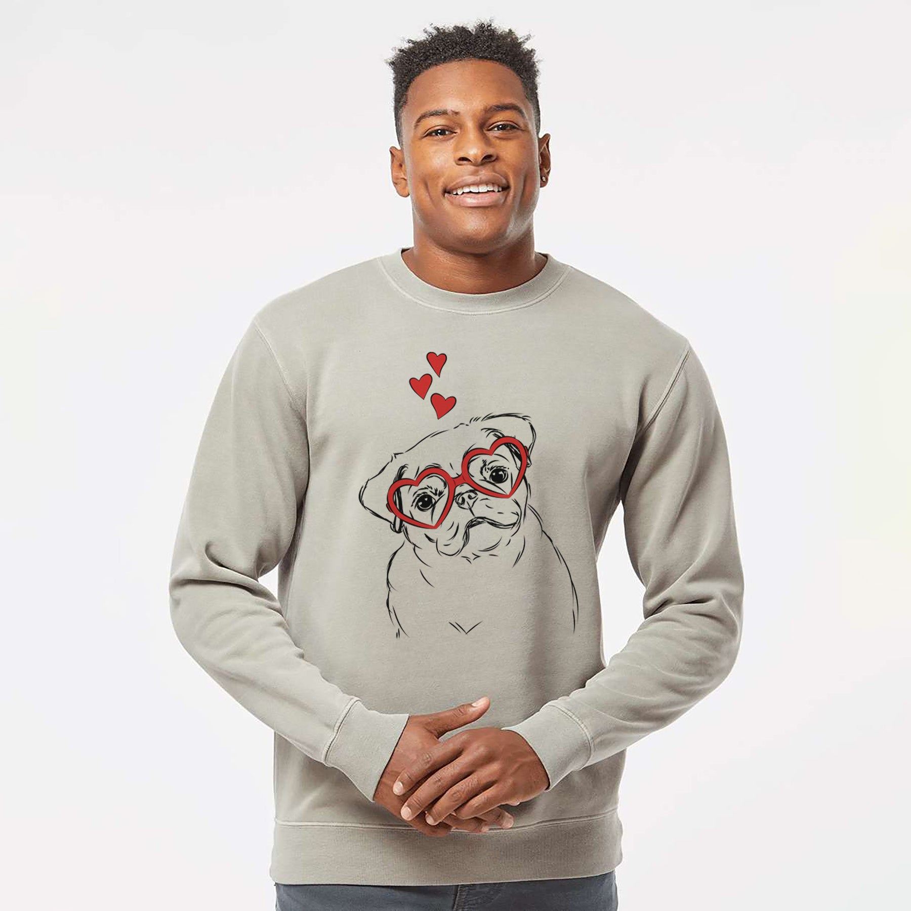 Valentine Otis the Pug - Unisex Pigment Dyed Crew Sweatshirt