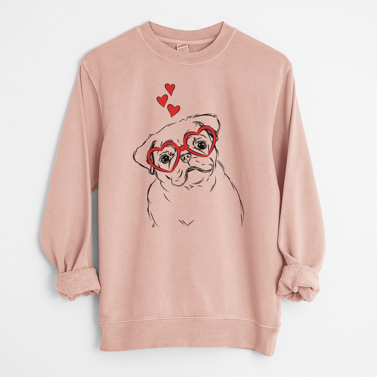 Valentine Otis the Pug - Unisex Pigment Dyed Crew Sweatshirt