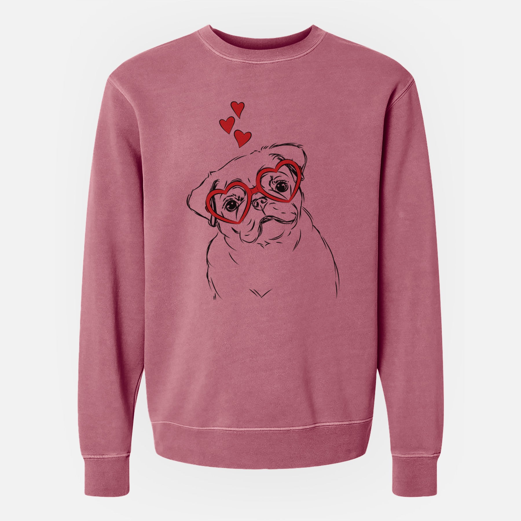 Valentine Otis the Pug - Unisex Pigment Dyed Crew Sweatshirt