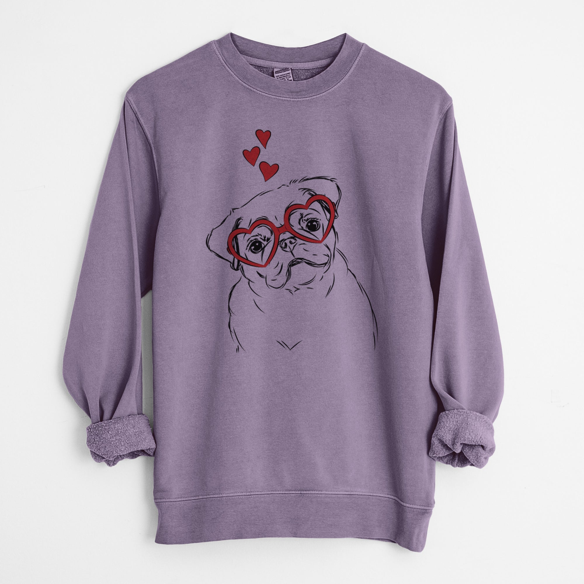 Valentine Otis the Pug - Unisex Pigment Dyed Crew Sweatshirt