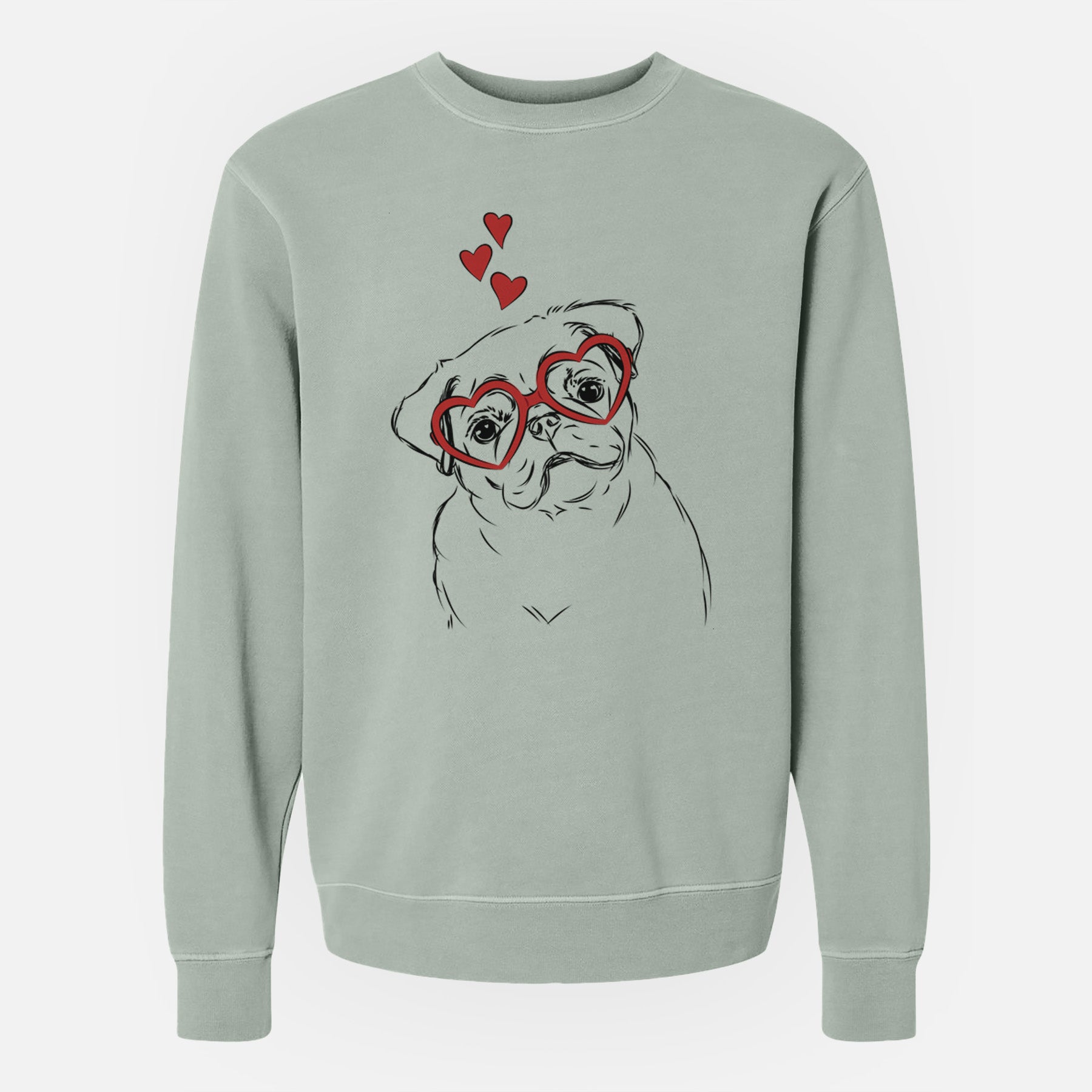 Valentine Otis the Pug - Unisex Pigment Dyed Crew Sweatshirt