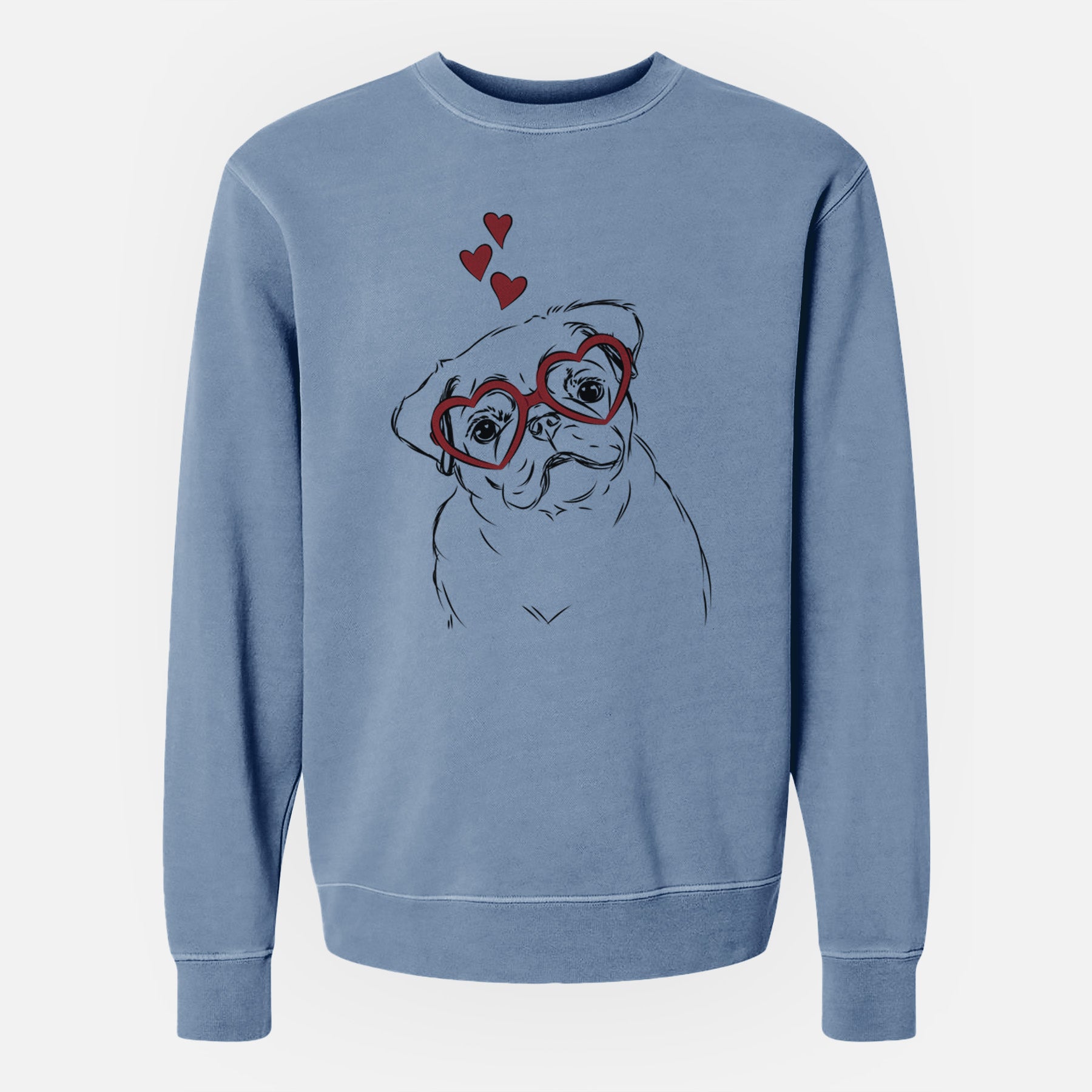 Valentine Otis the Pug - Unisex Pigment Dyed Crew Sweatshirt