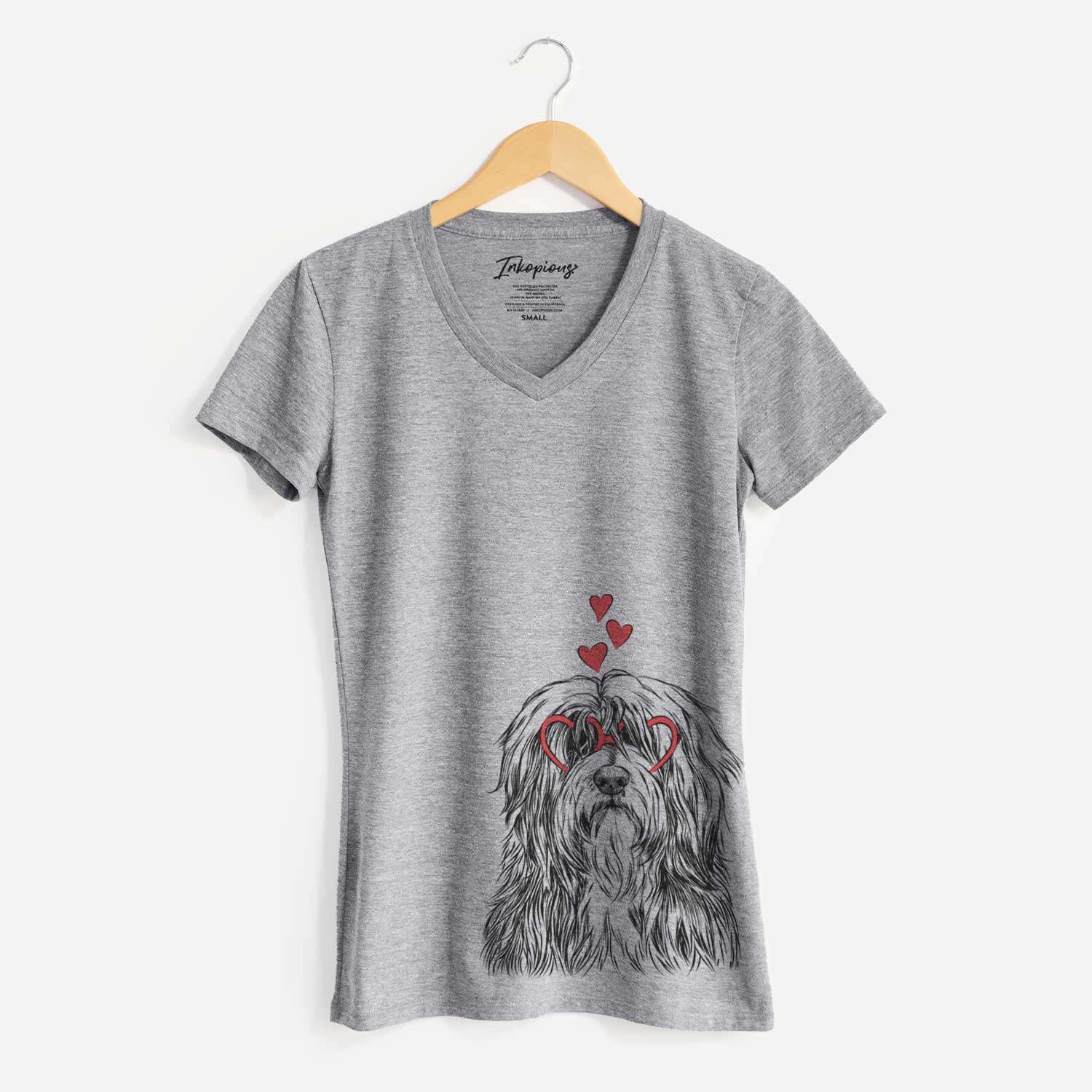 Valentine Otto the Polish Lowland Sheepdog - Women's V-neck Shirt