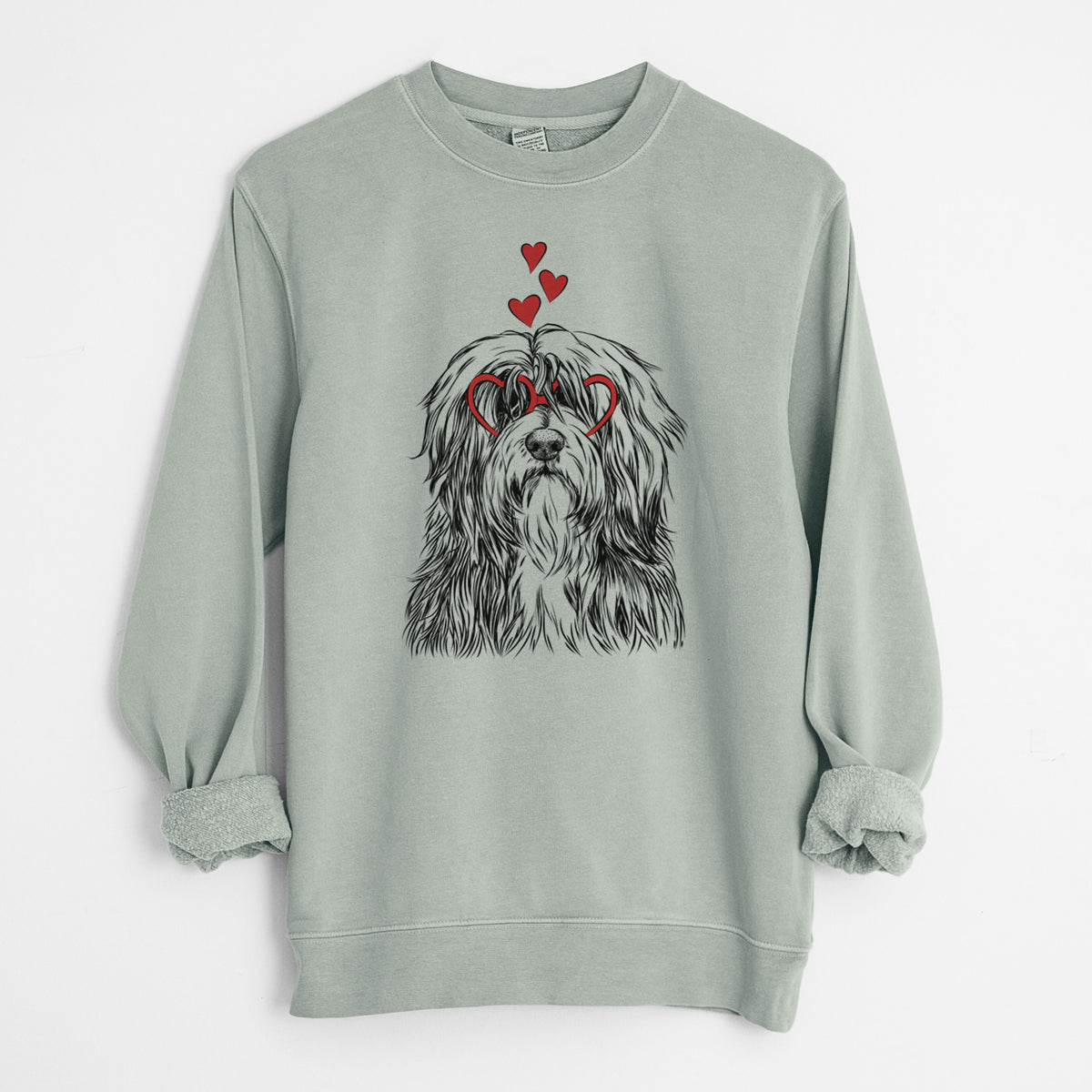Valentine Otto the Polish Lowland Sheepdog - Unisex Pigment Dyed Crew Sweatshirt