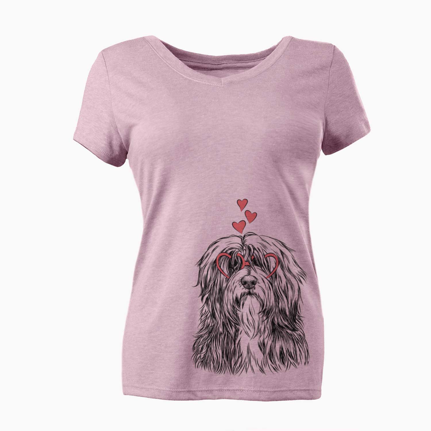 Valentine Otto the Polish Lowland Sheepdog - Women's V-neck Shirt