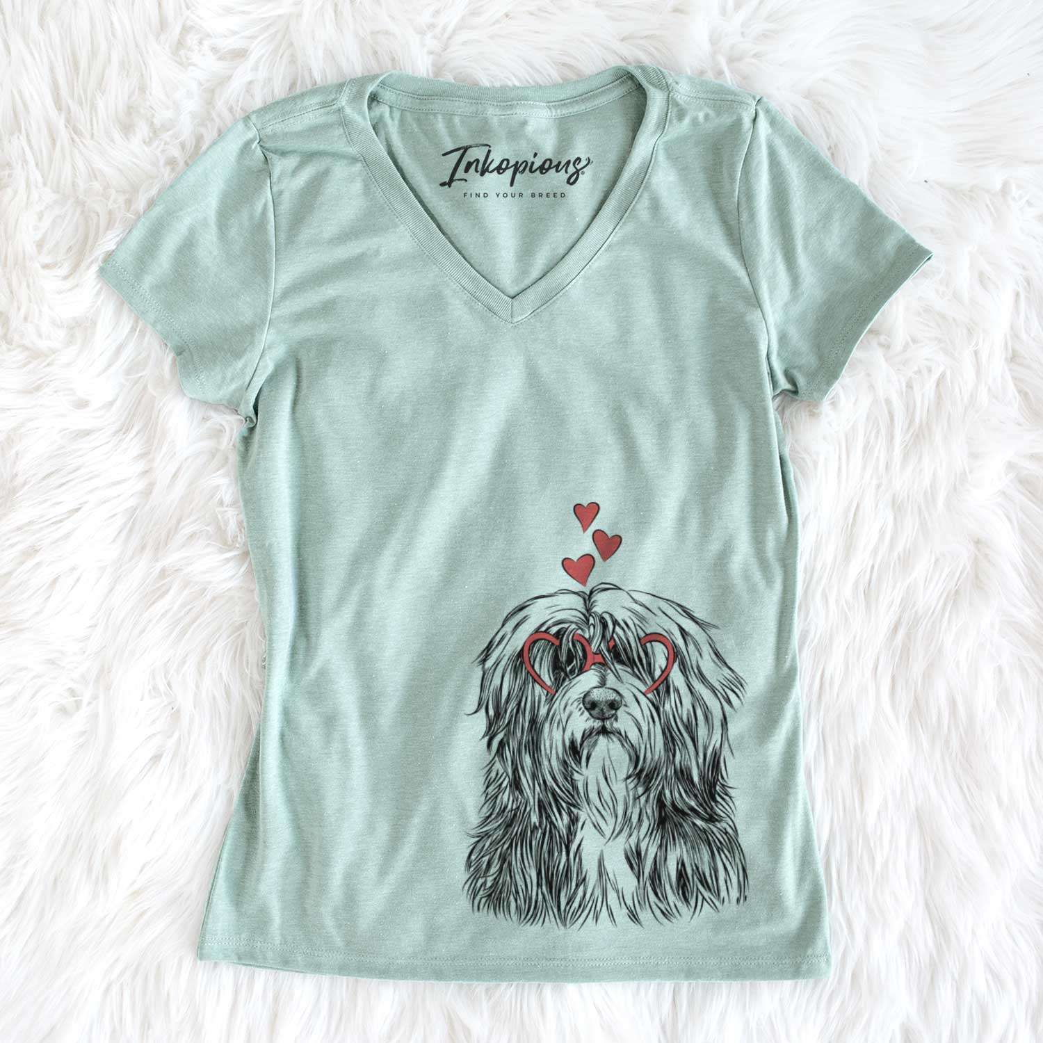 Valentine Otto the Polish Lowland Sheepdog - Women's V-neck Shirt