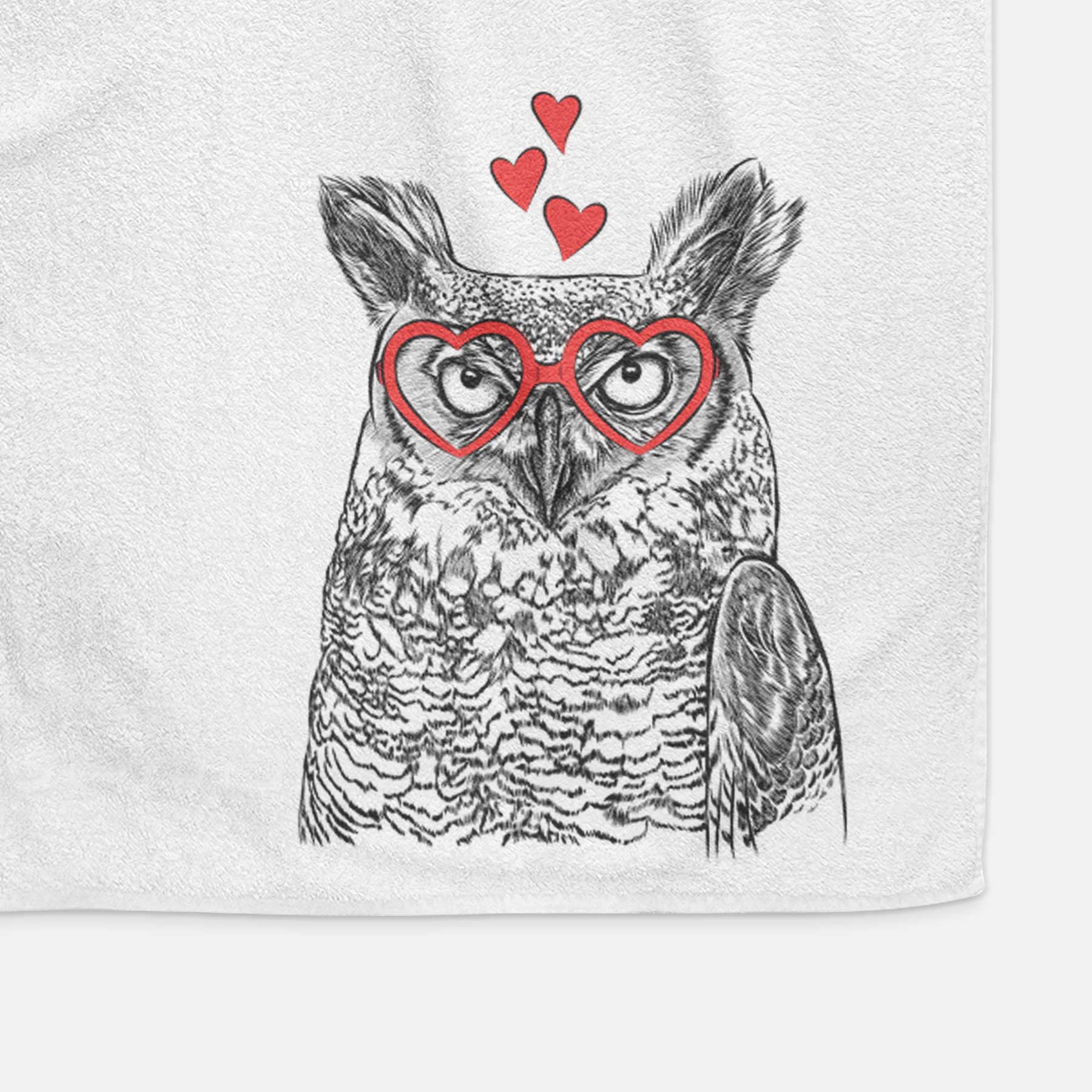 Ozwald the Grey Horned Owl Decorative Hand Towel