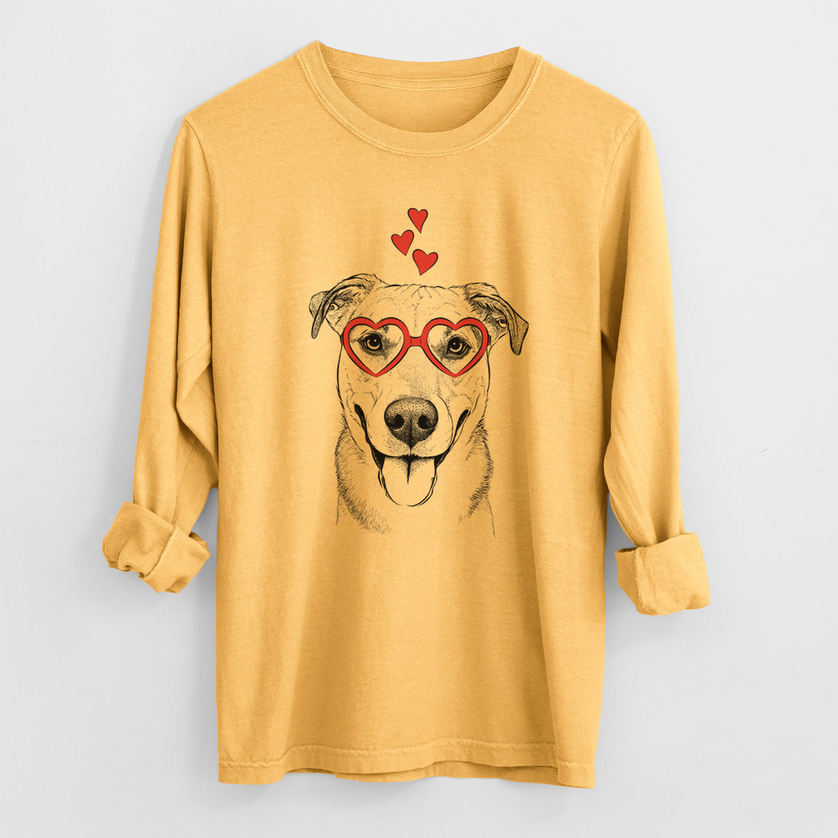Valentine Padre the Pitbull Mix - Heavyweight 100% Cotton Long Sleeve