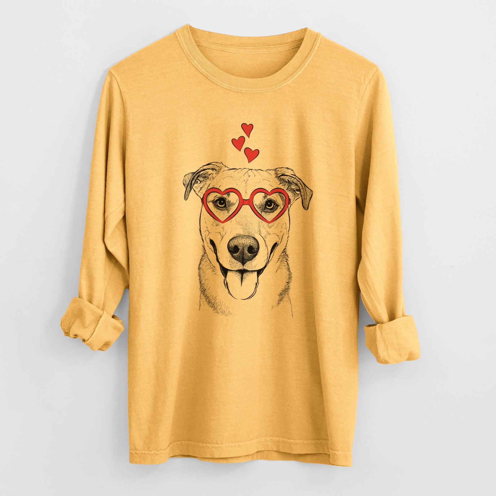 Valentine Padre the Pitbull Mix - Heavyweight 100% Cotton Long Sleeve