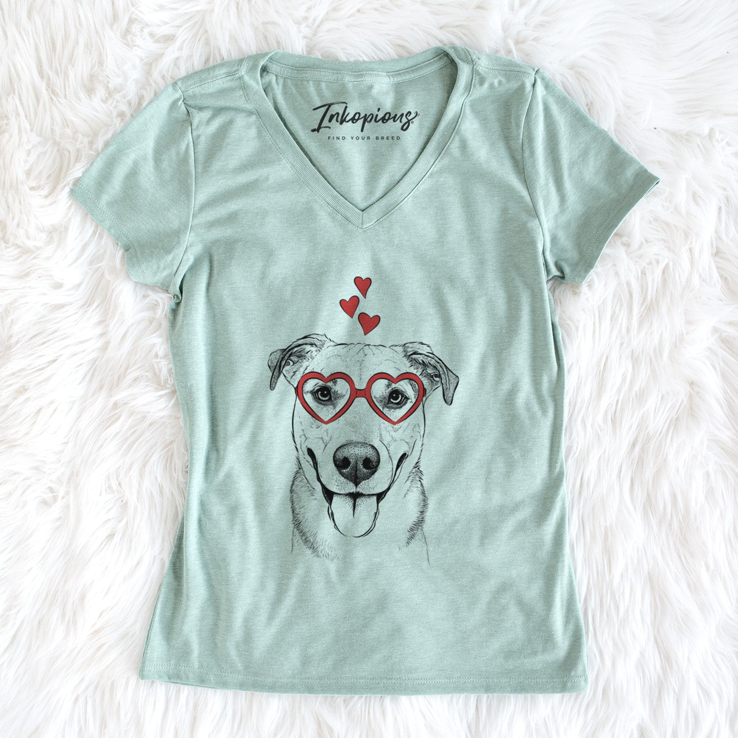 Valentine Padre the Pitbull Mix - Women's Perfect V-neck Shirt