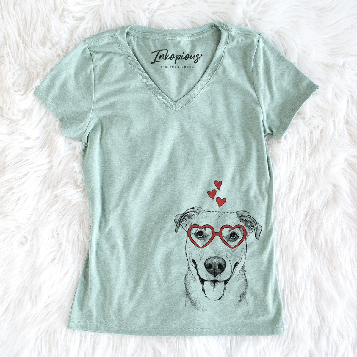 Valentine Padre the Pitbull Mix - Women&#39;s Perfect V-neck Shirt