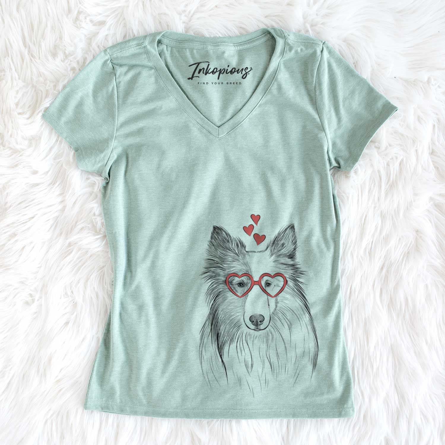 Valentine Palin the Shetland Sheepdog - Women's V-neck Shirt