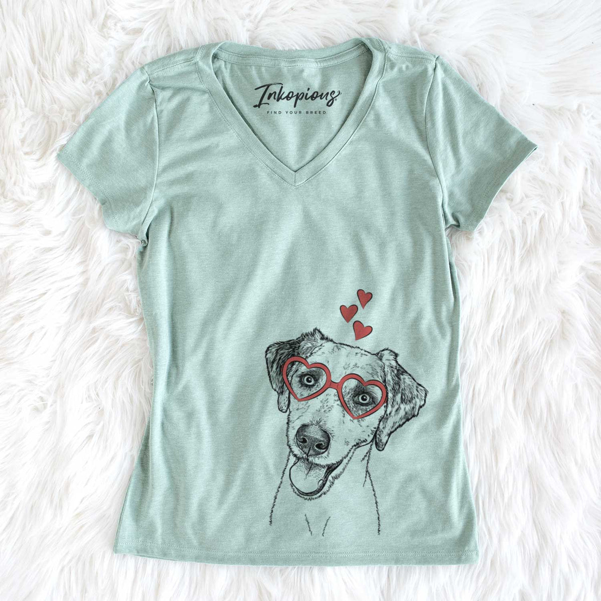 Valentine Palm Palm the Aussiedoodle - Women&#39;s V-neck Shirt