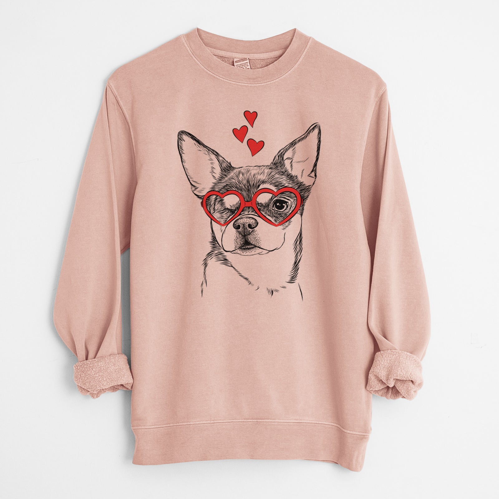 Valentine Paris the Chihuahua - Unisex Pigment Dyed Crew Sweatshirt