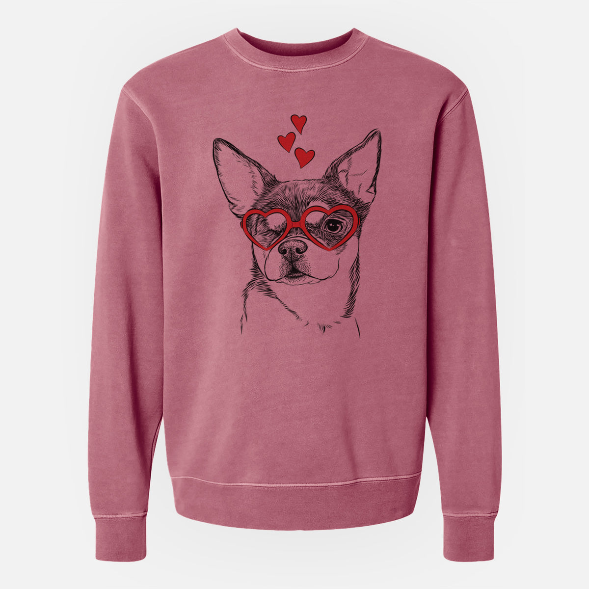 Valentine Paris the Chihuahua - Unisex Pigment Dyed Crew Sweatshirt