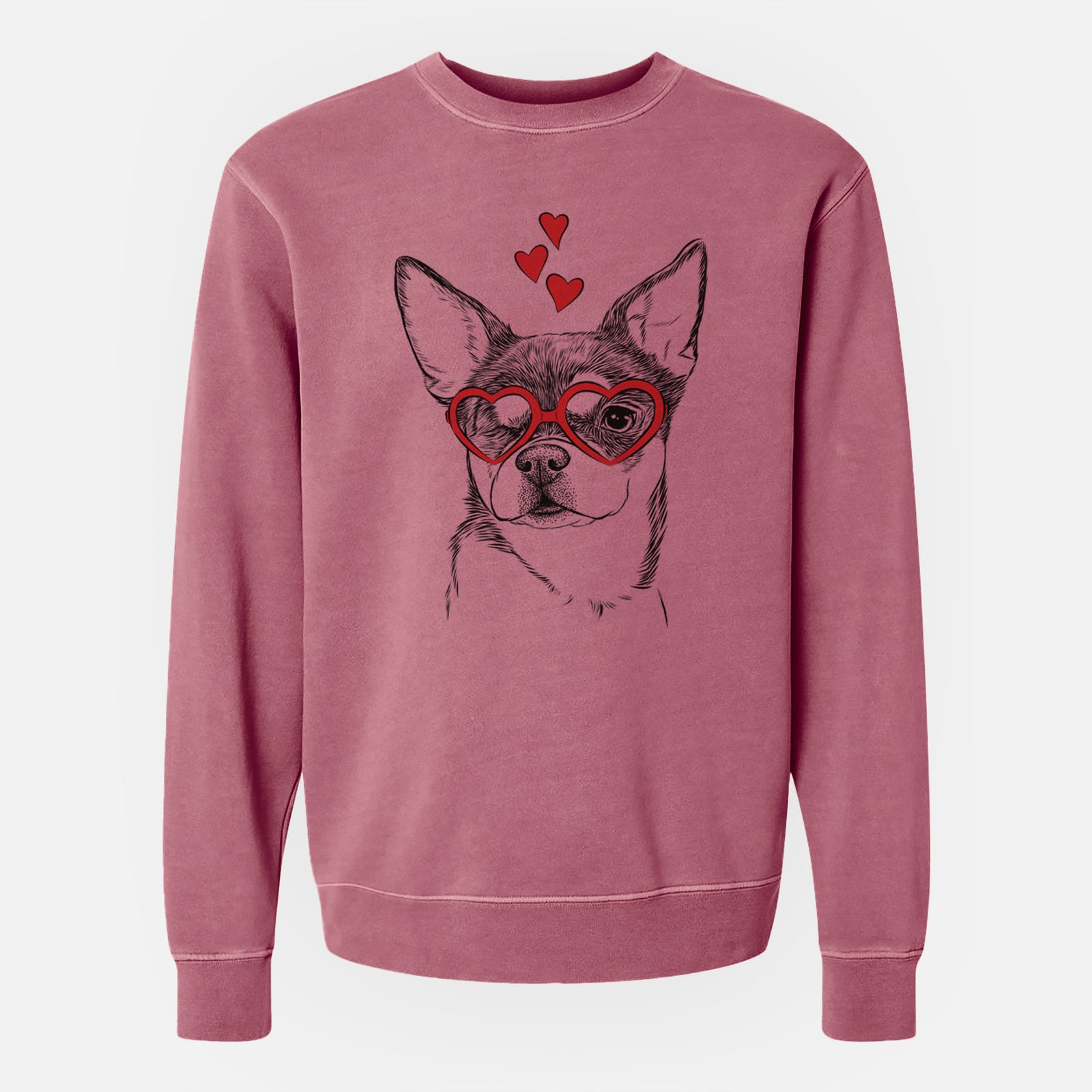 Valentine Paris the Chihuahua - Unisex Pigment Dyed Crew Sweatshirt