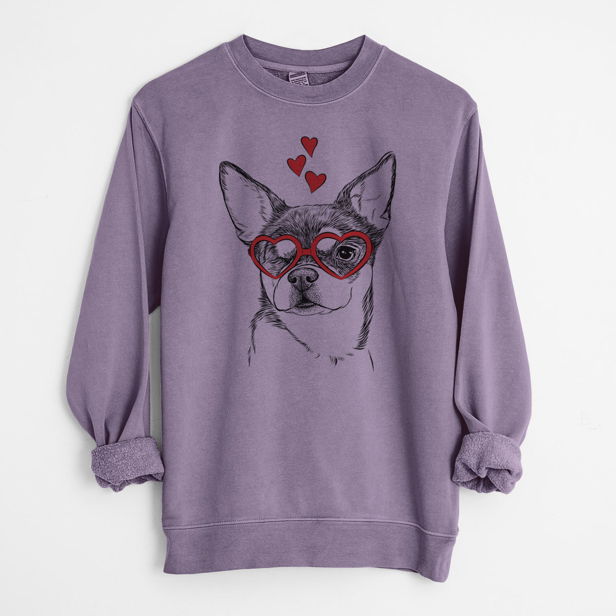 Valentine Paris the Chihuahua - Unisex Pigment Dyed Crew Sweatshirt