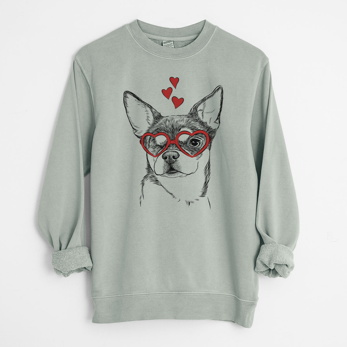 Valentine Paris the Chihuahua - Unisex Pigment Dyed Crew Sweatshirt
