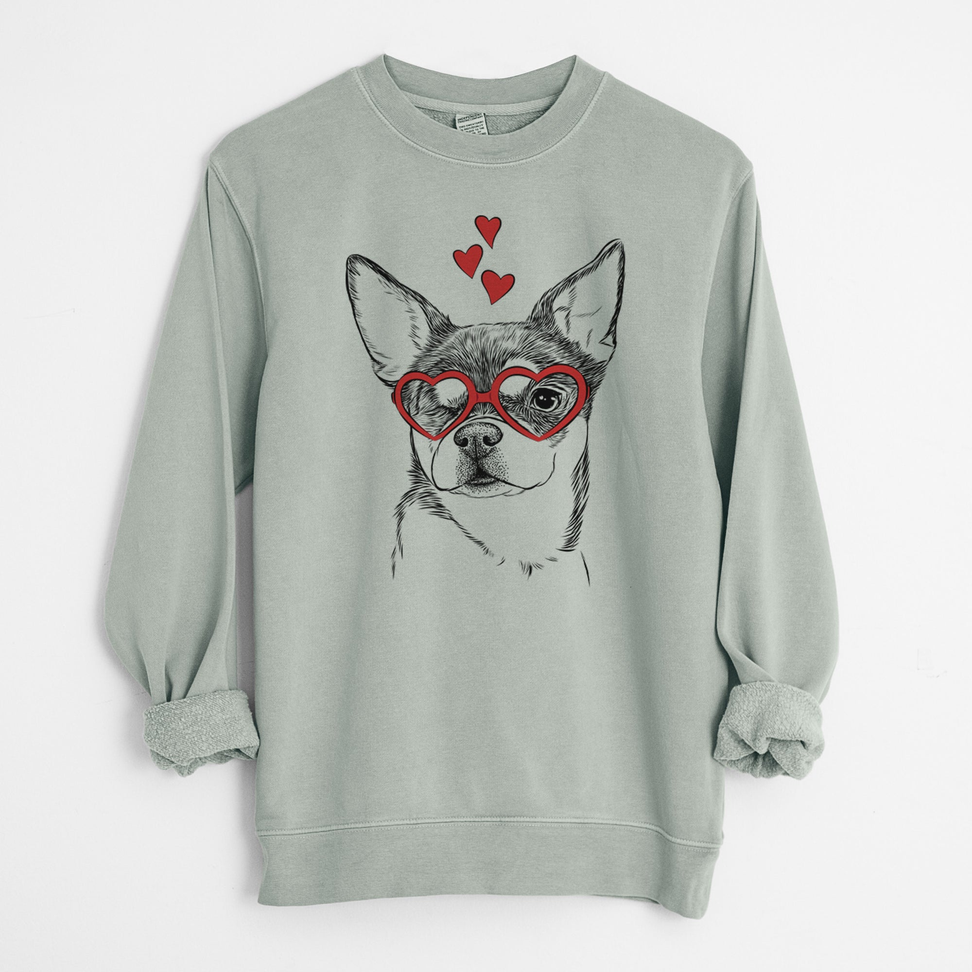 Valentine Paris the Chihuahua - Unisex Pigment Dyed Crew Sweatshirt