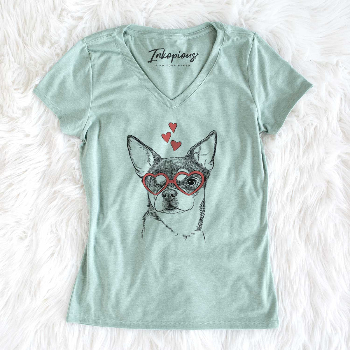 Valentine Paris the Chihuahua - Women's V-neck Shirt