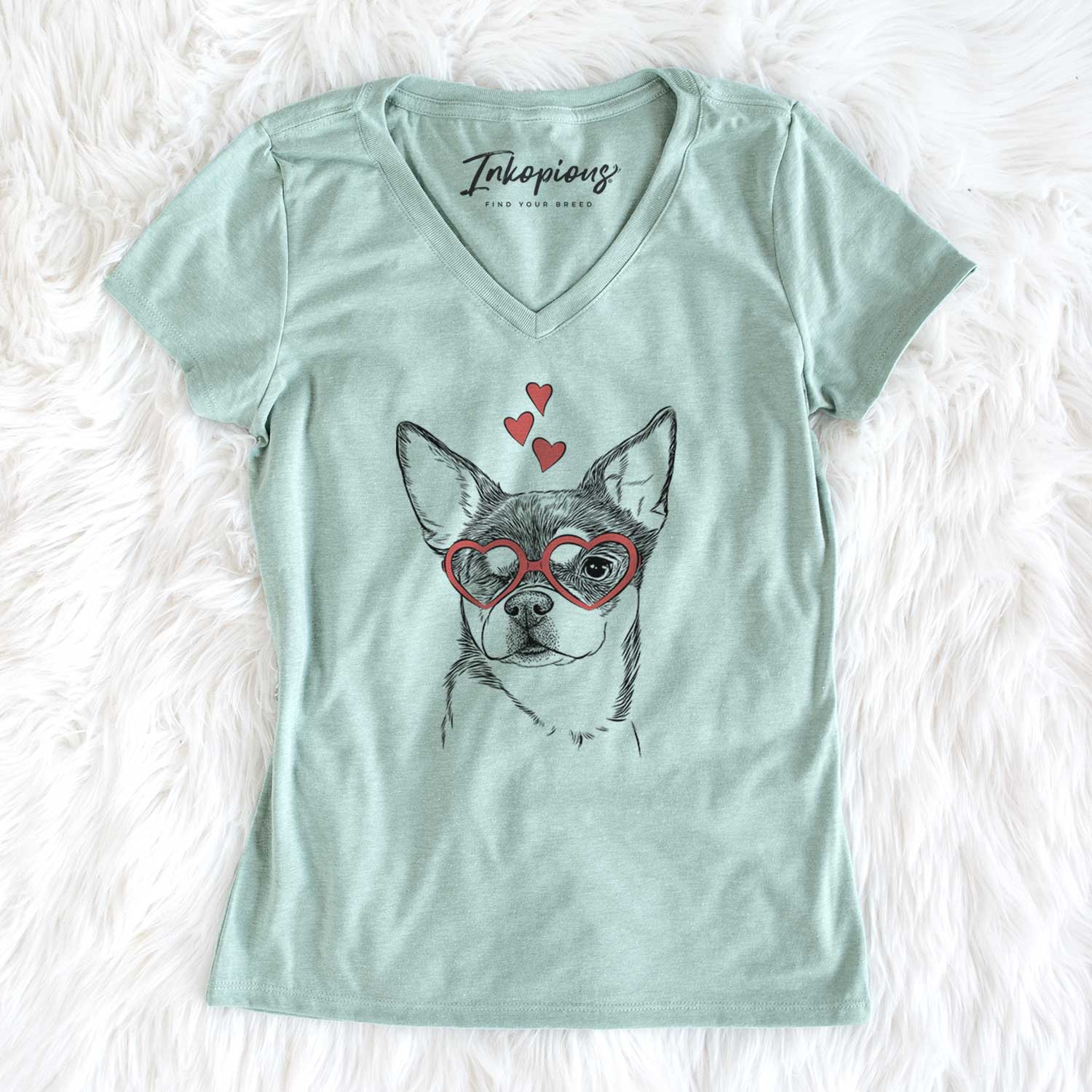 Valentine Paris the Chihuahua - Women's V-neck Shirt