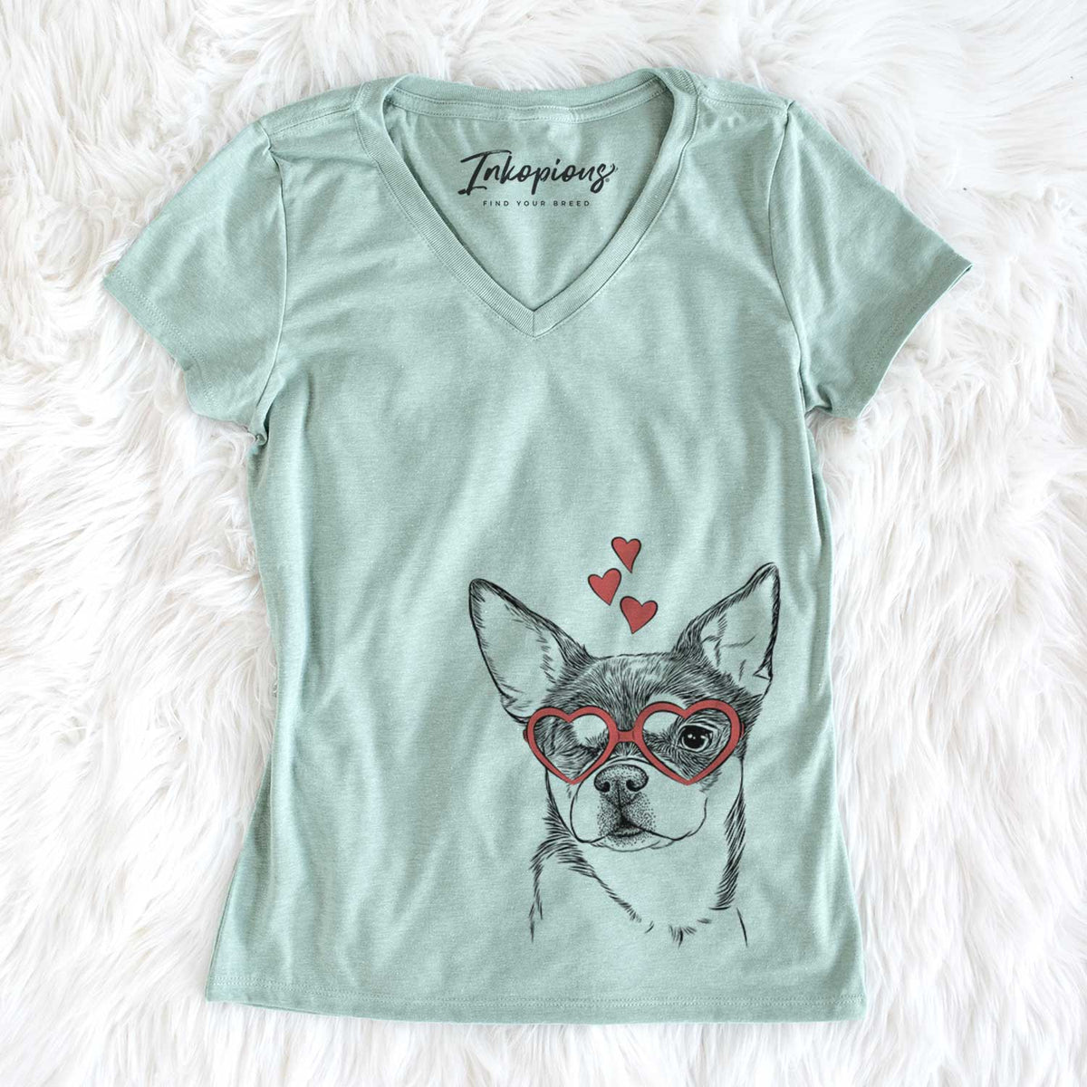 Valentine Paris the Chihuahua - Women&#39;s V-neck Shirt