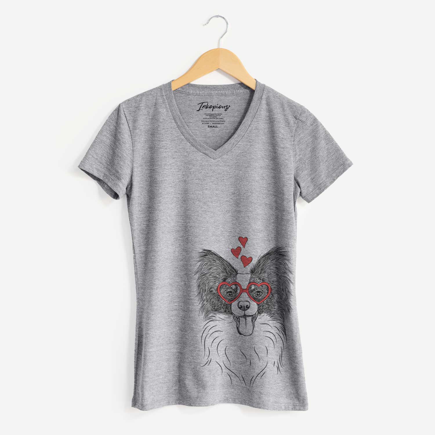 Valentine Patrick the Papillon - Women's V-neck Shirt